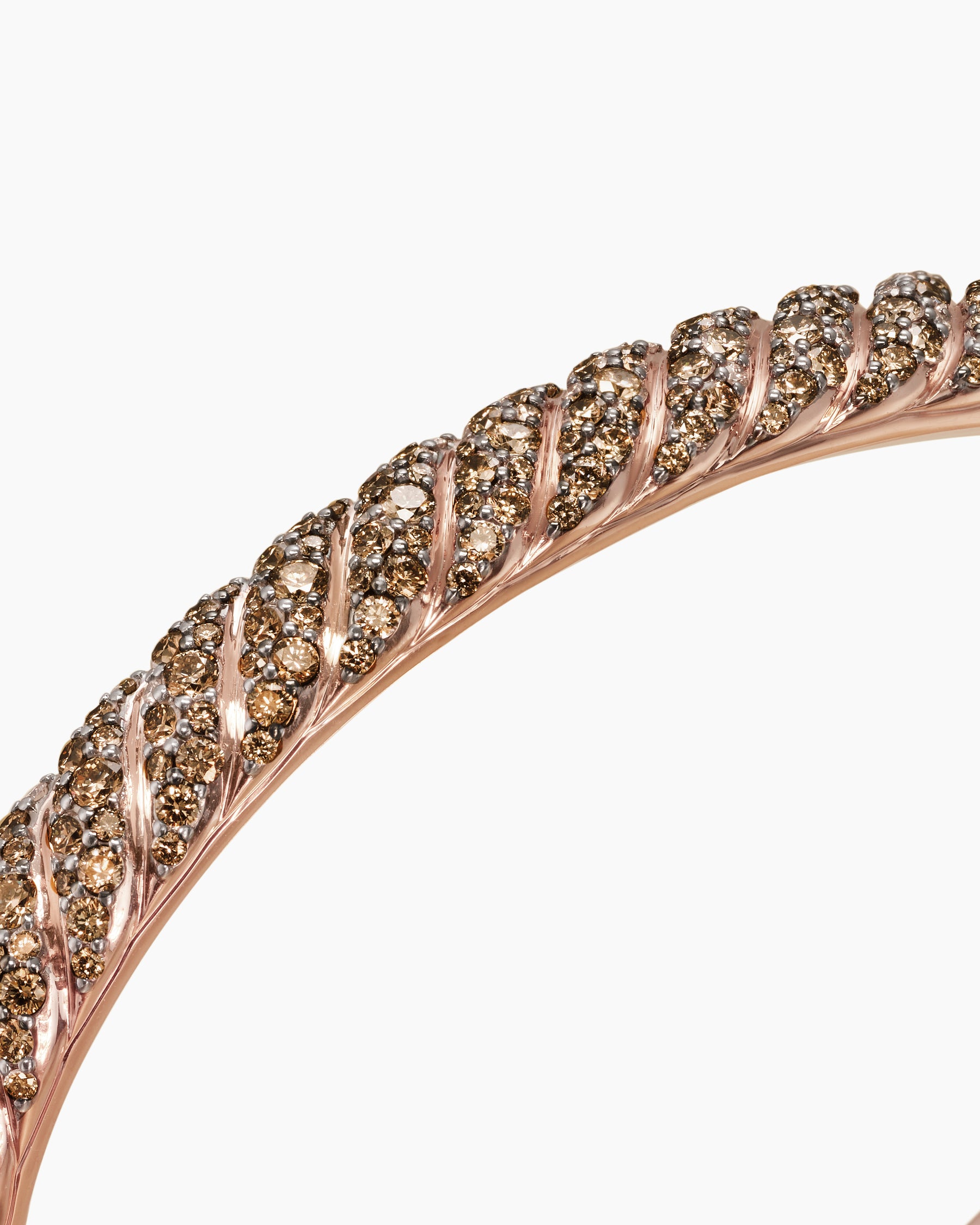 Sculpted Cable Cuff Bracelet in 18K Rose Gold with Cognac Diamonds, 7mm - Image 5