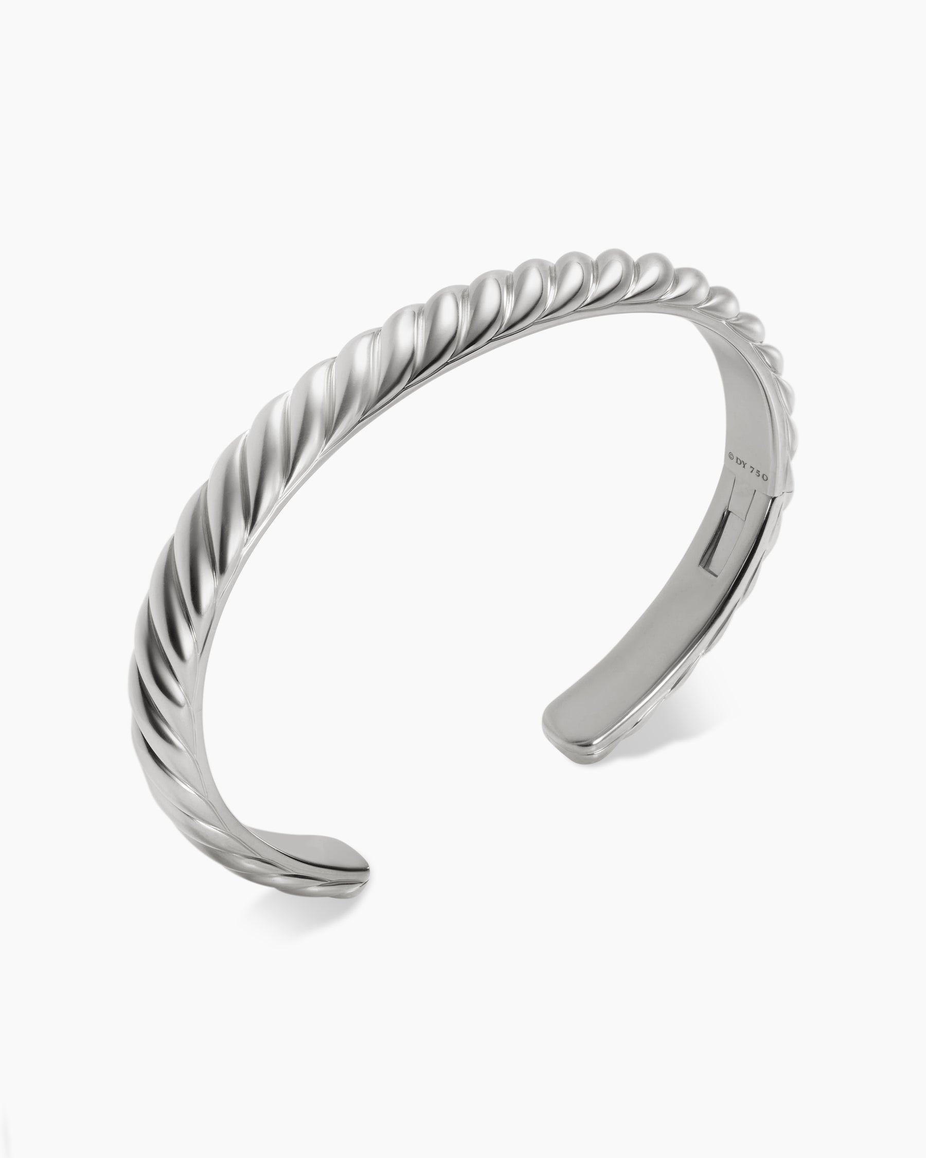 Sculpted Cable Cuff Bracelet in 18K White Gold, 7mm - Image 3