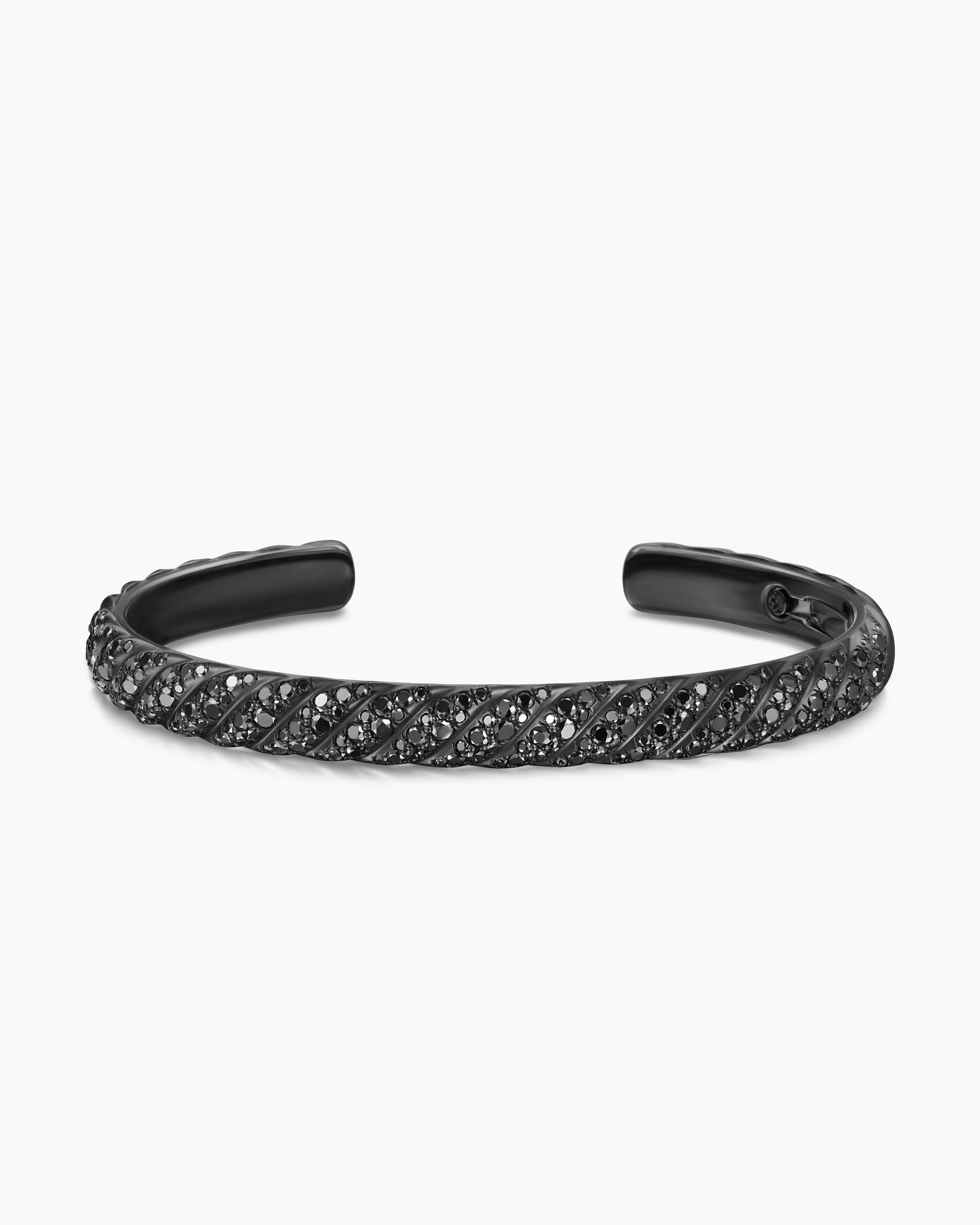 Sculpted Cable Cuff Bracelet in Black Titanium with Black Diamonds, 7mm - Image 4