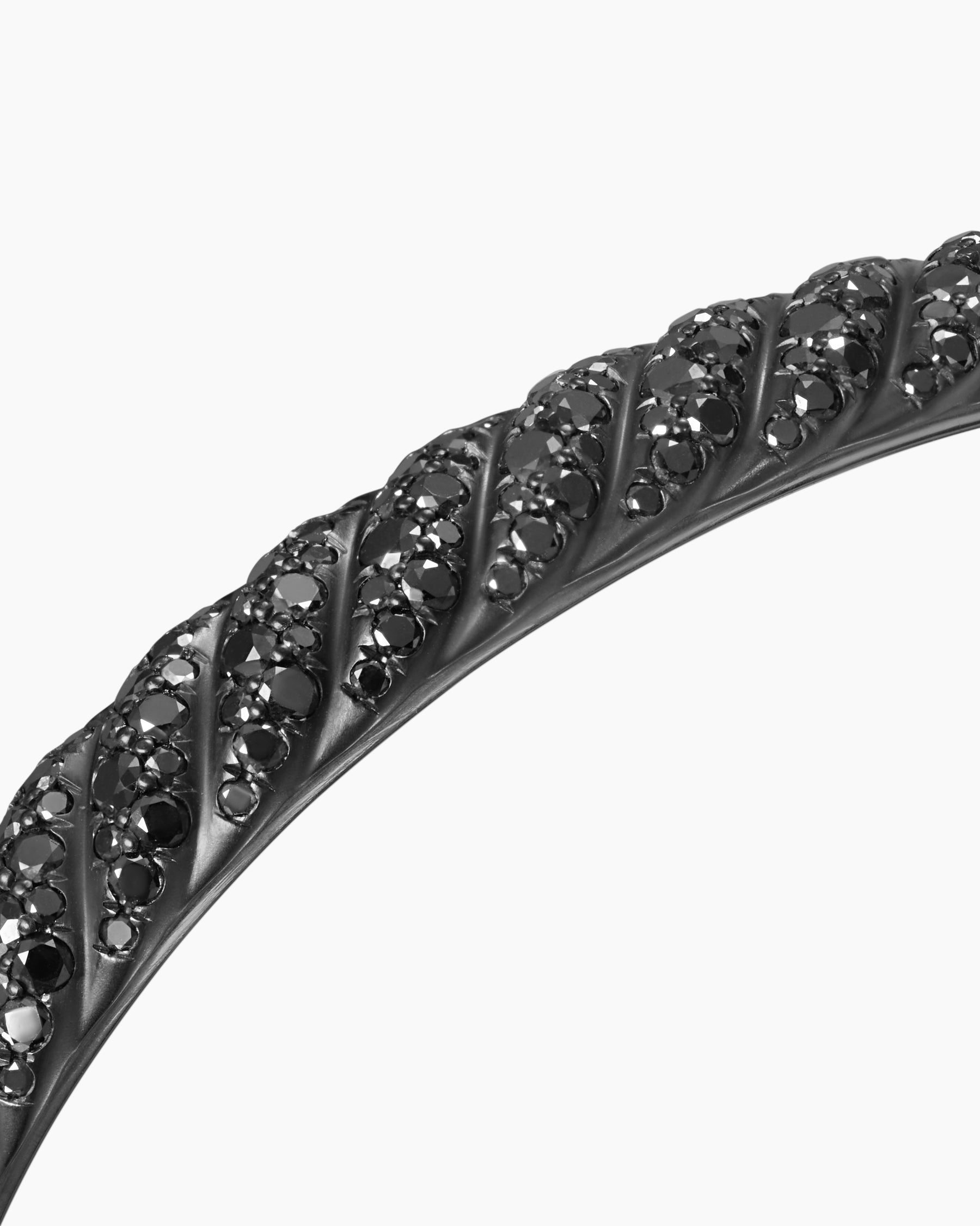 Sculpted Cable Cuff Bracelet in Black Titanium with Black Diamonds, 7mm - Image 5