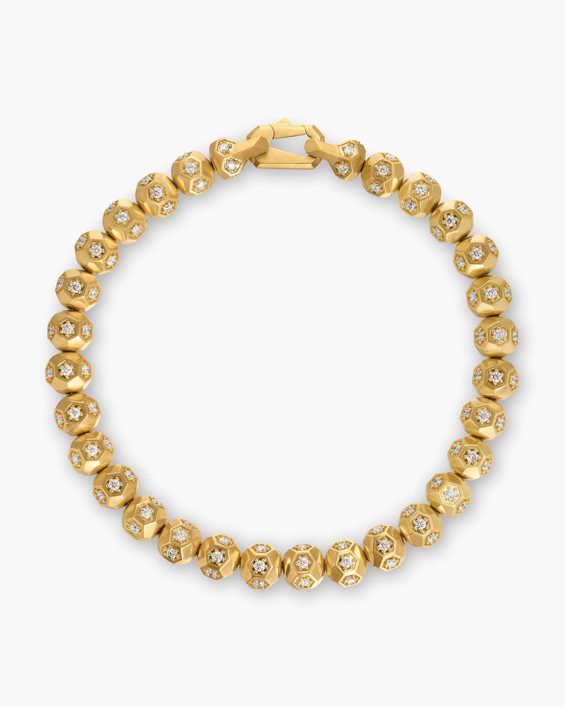 Spiritual Beads Faceted Bracelet in 18K Yellow Gold with Pavé Diamonds, 6mm - Image 3
