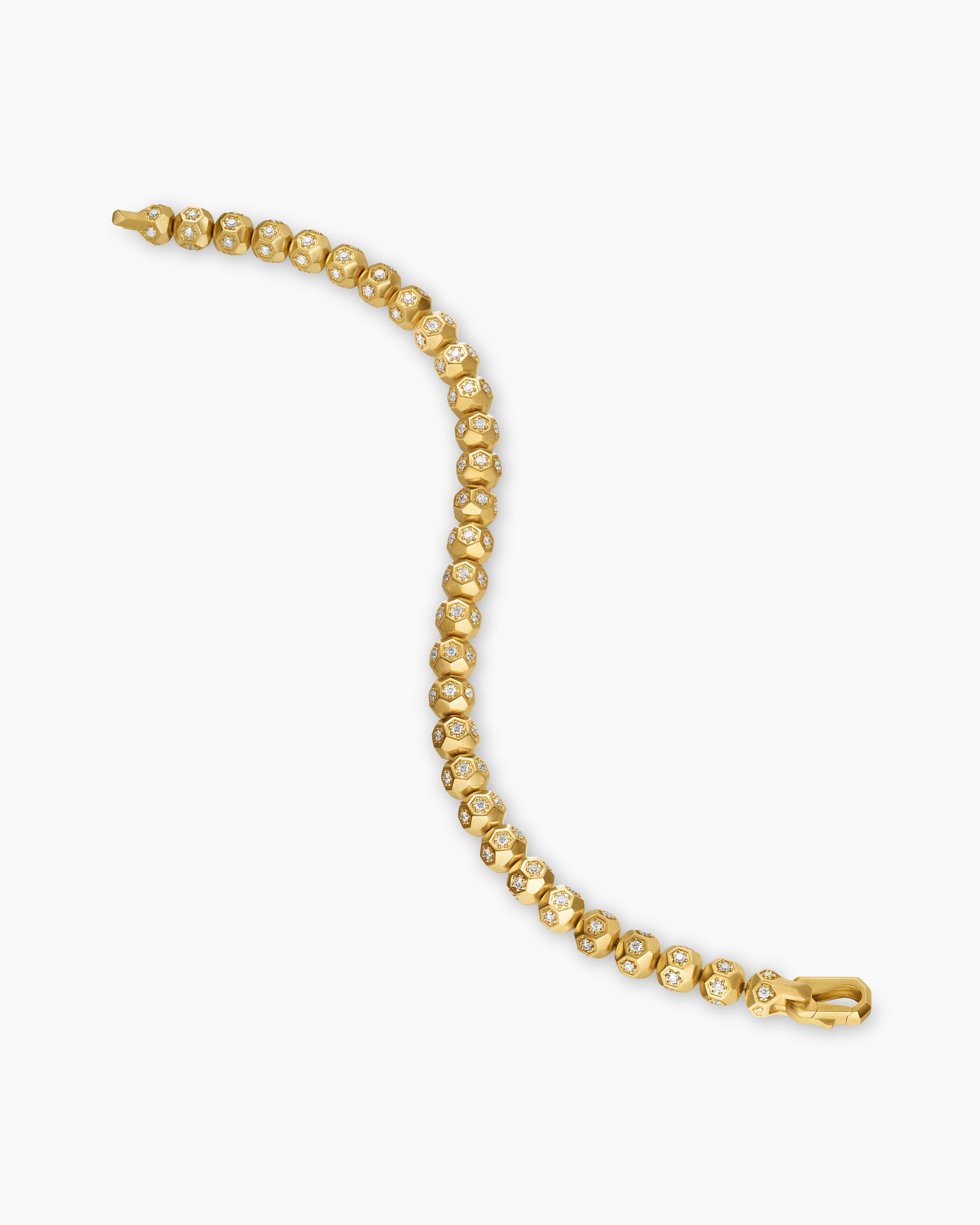 Spiritual Beads Faceted Bracelet in 18K Yellow Gold with Pavé Diamonds, 6mm - Image 4