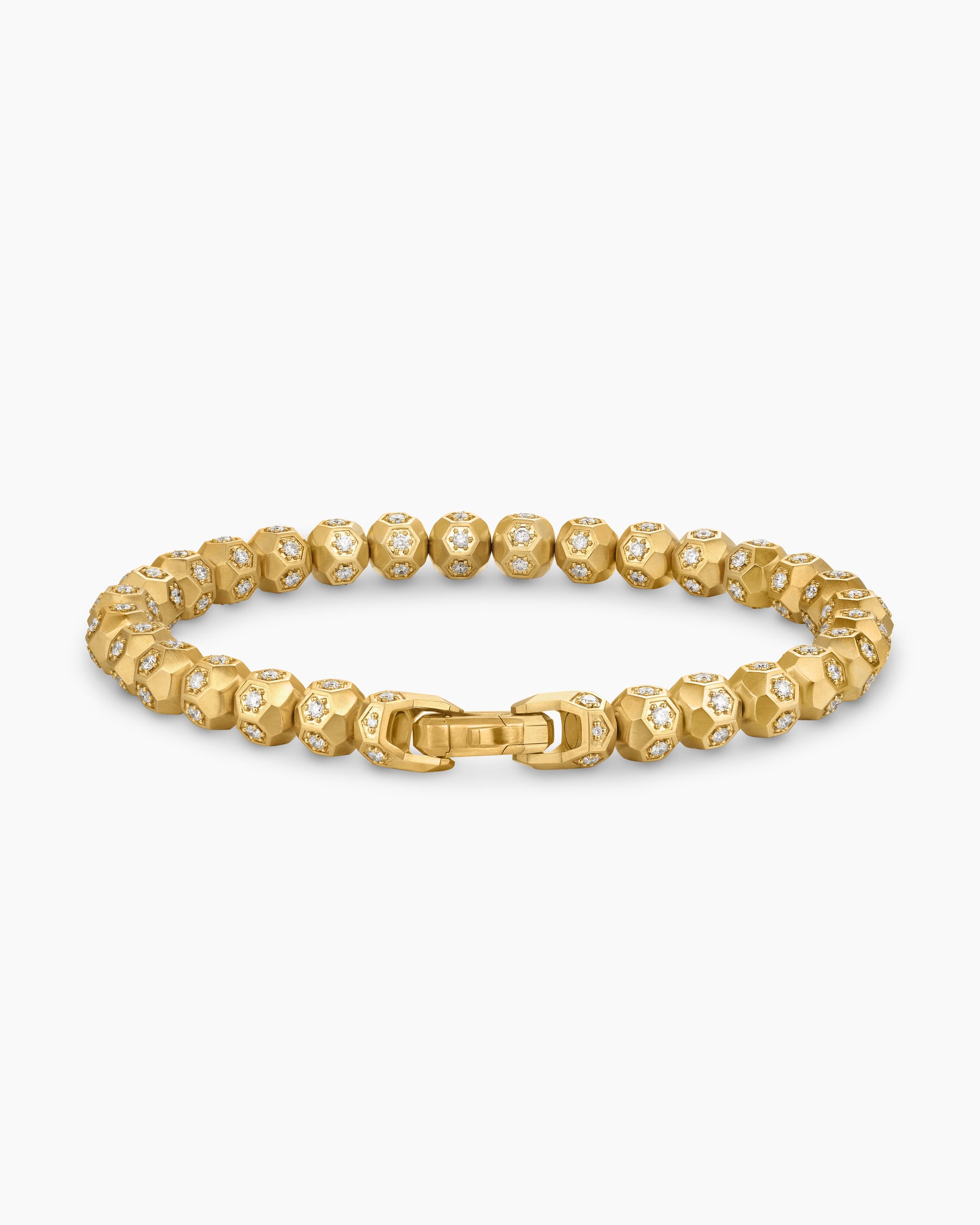 Spiritual Beads Faceted Bracelet in 18K Yellow Gold with Pavé Diamonds, 6mm - Image 5