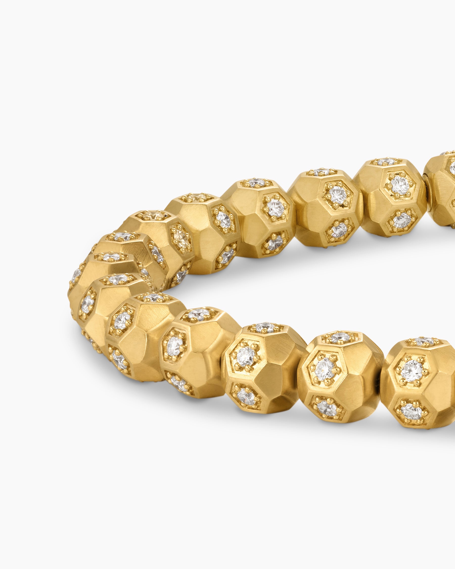 Spiritual Beads Faceted Bracelet in 18K Yellow Gold with Pavé Diamonds, 6mm - Image 7