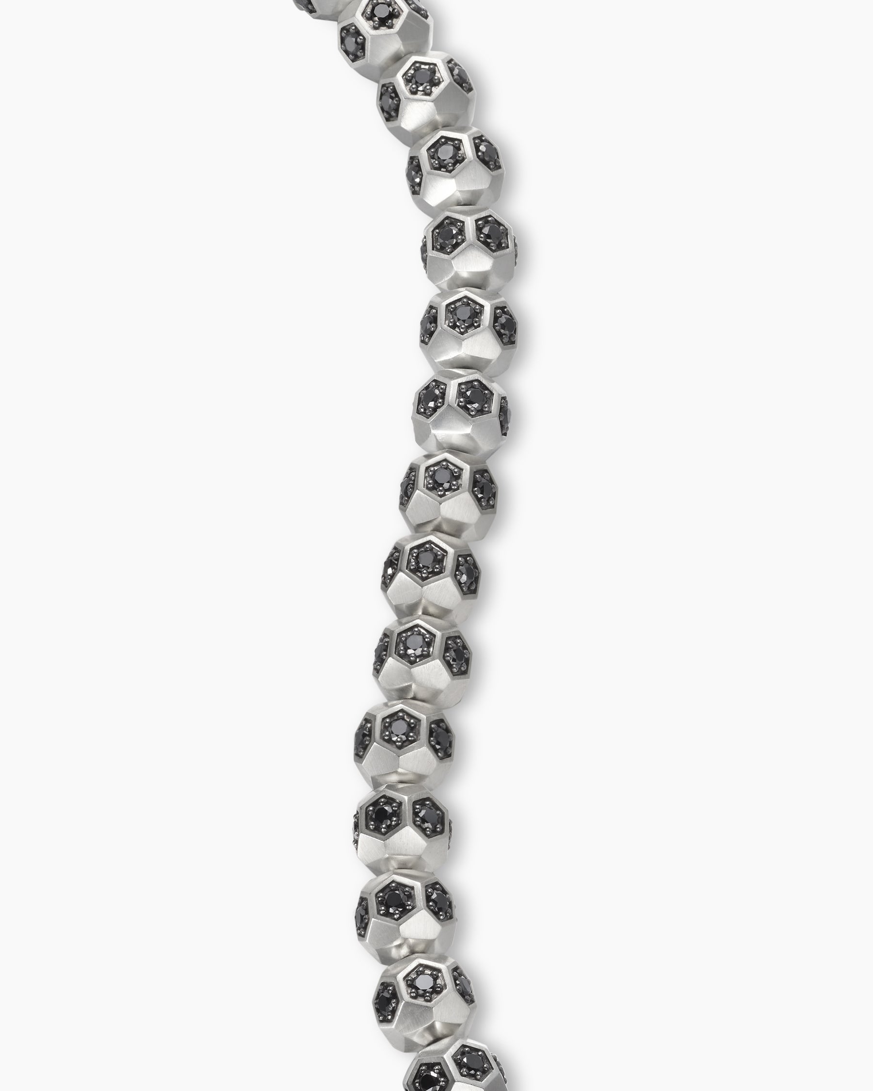 Spiritual Beads Faceted Bracelet in Sterling Silver with Pavé Black Diamonds, 6mm - Image 6