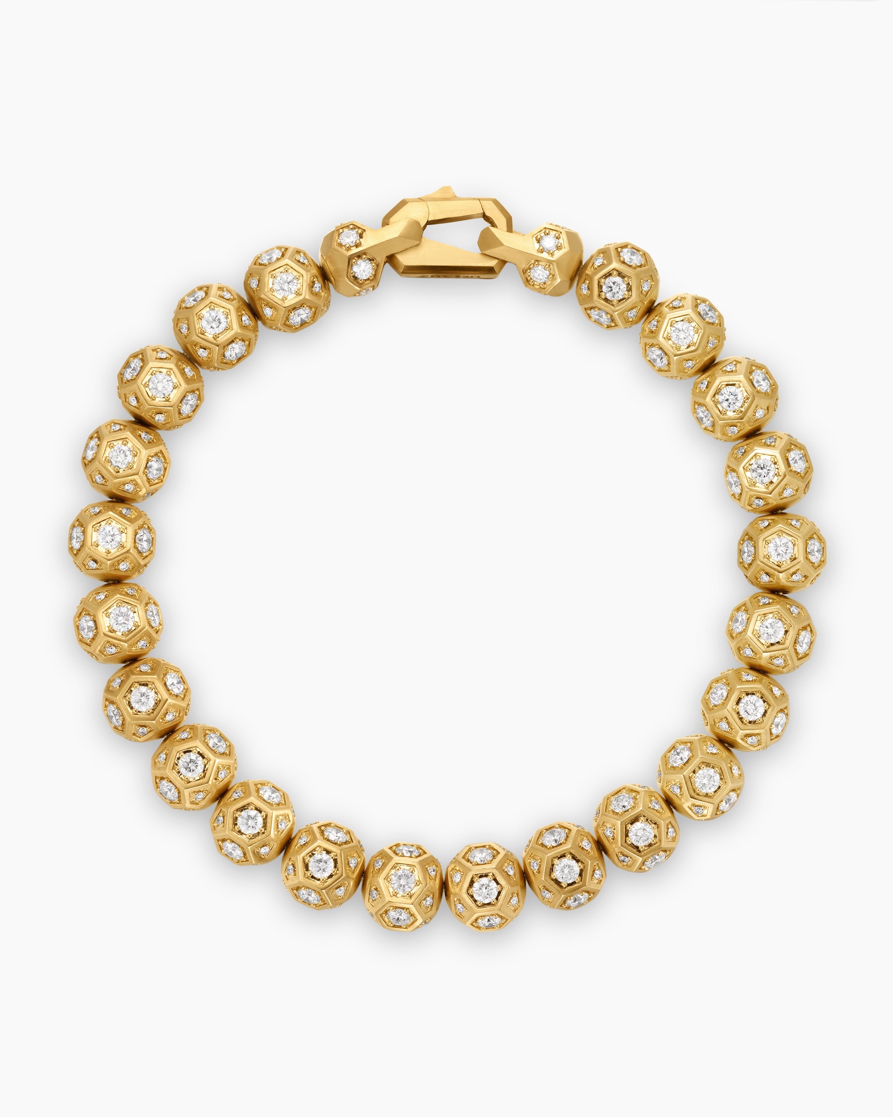 Spiritual Beads Faceted Bracelet in 18K Yellow Gold with Pavé Diamonds, 8mm - Image 3