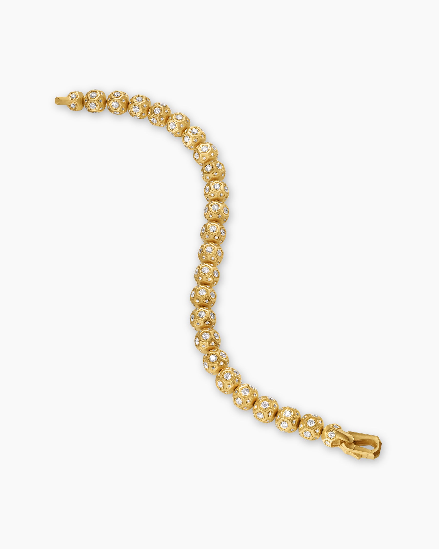 Spiritual Beads Faceted Bracelet in 18K Yellow Gold with Pavé Diamonds, 8mm - Image 4