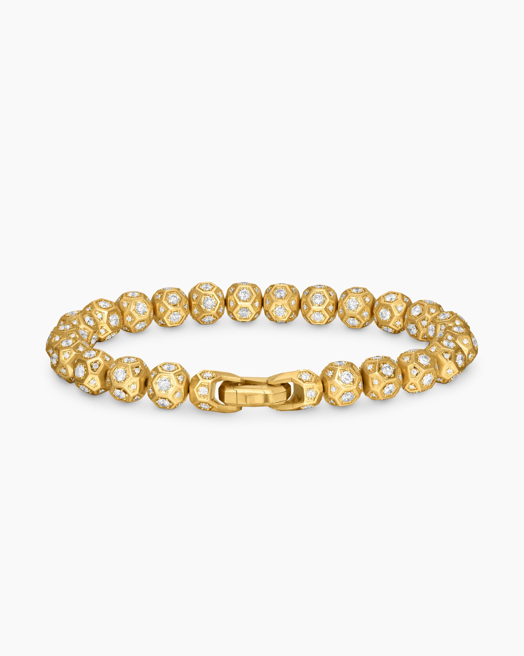 Spiritual Beads Faceted Bracelet in 18K Yellow Gold with Pavé Diamonds, 8mm - Image 5