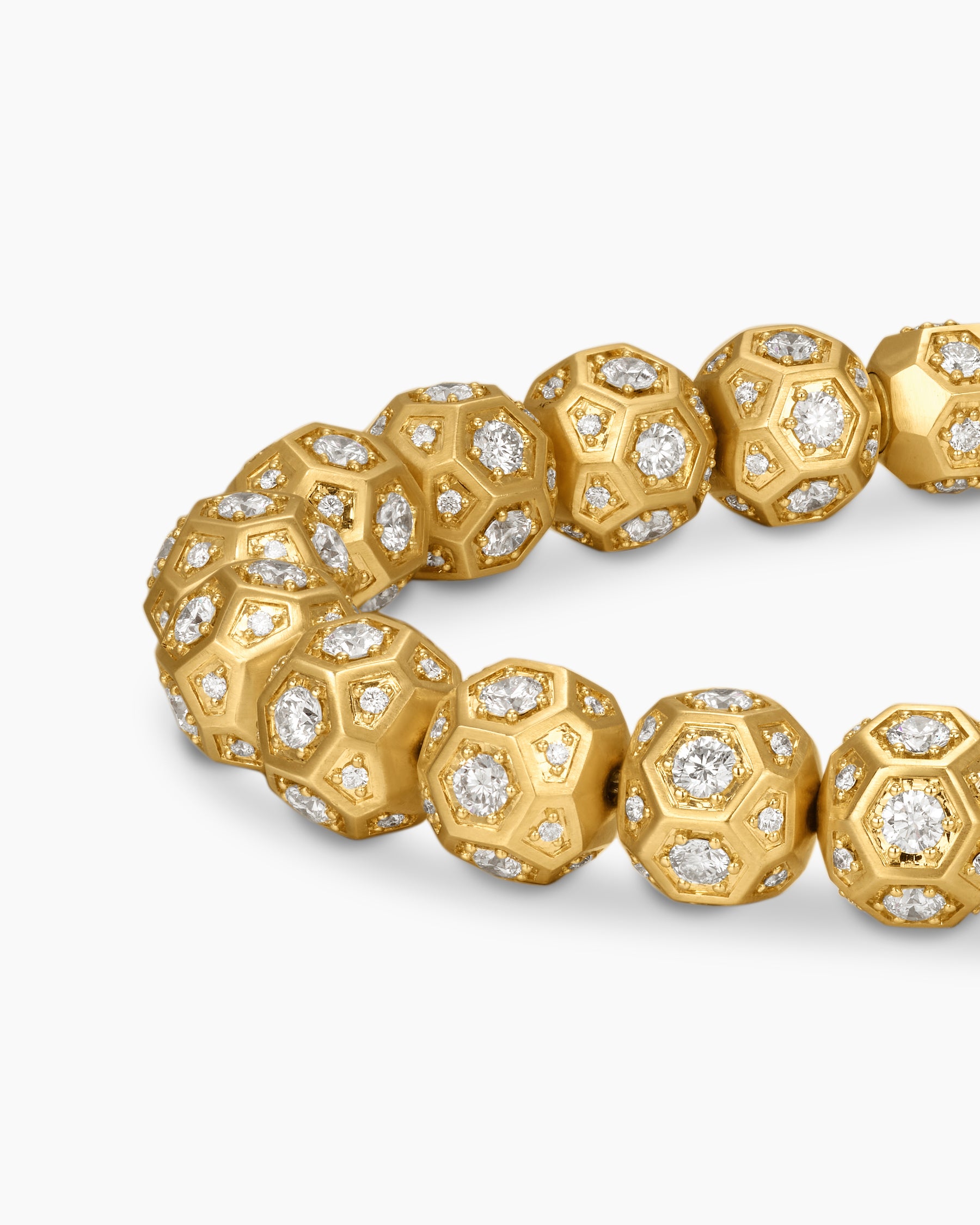 Spiritual Beads Faceted Bracelet in 18K Yellow Gold with Pavé Diamonds, 8mm - Image 7