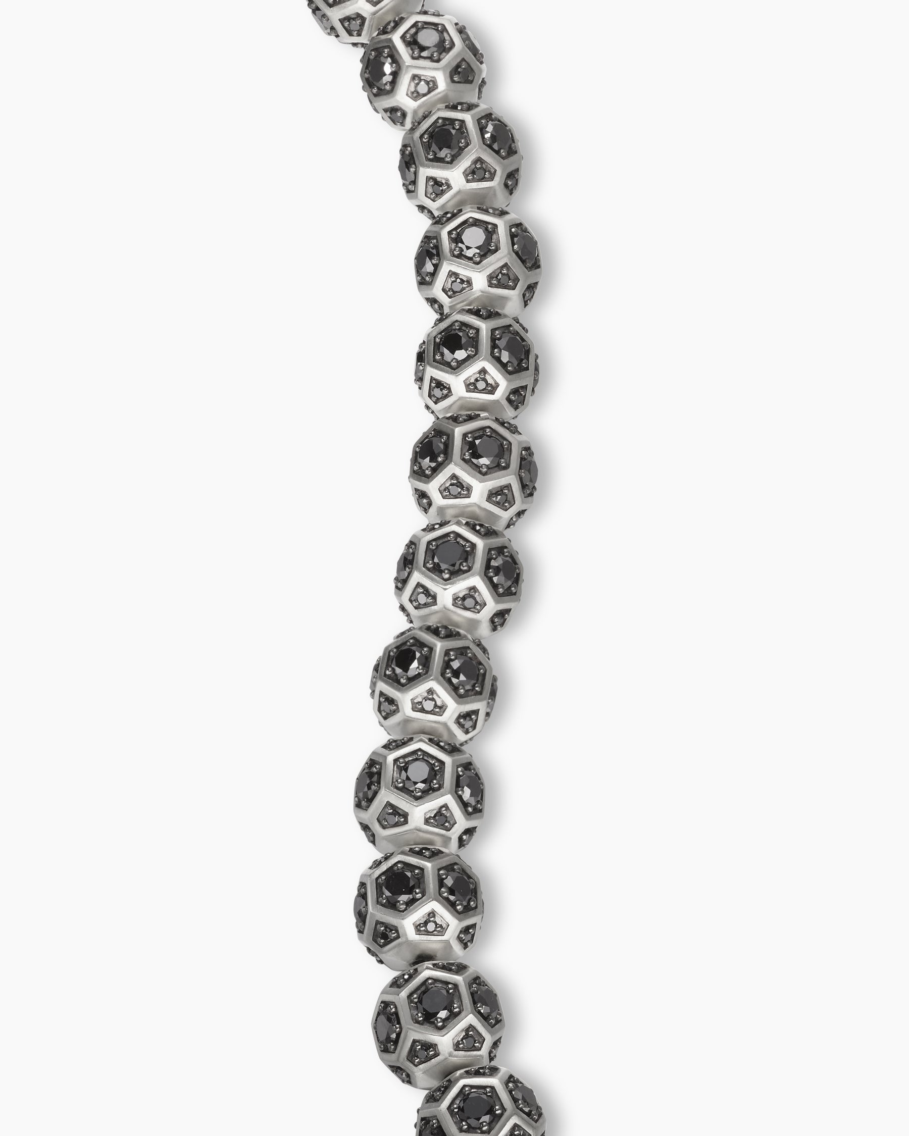 Spiritual Beads Faceted Bracelet in Sterling Silver with Pavé Black Diamonds, 8mm - Image 6
