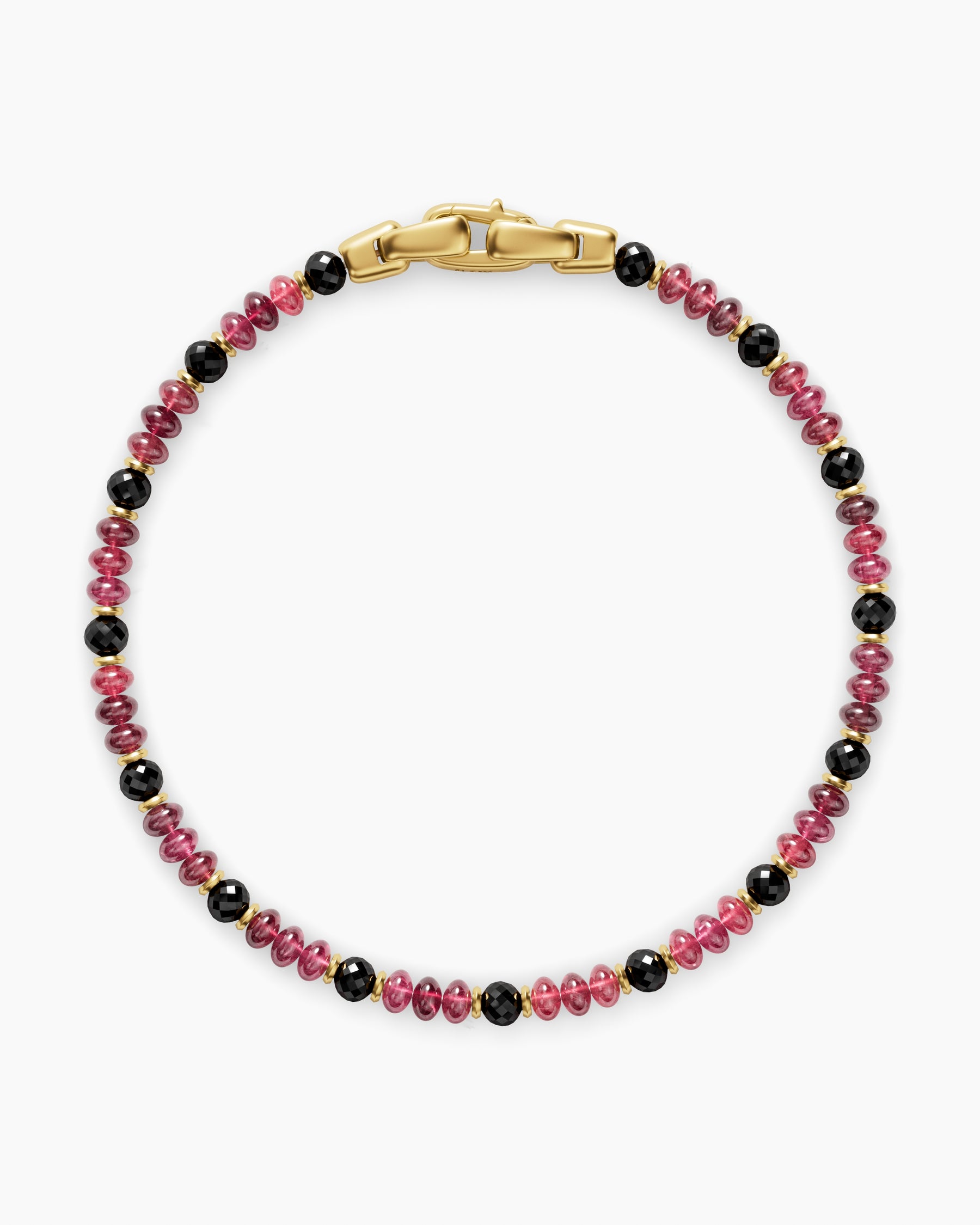 Spiritual Beads Bracelet in 18K Yellow Gold with Red Spinel and Black Diamonds, 4mm - Image 3