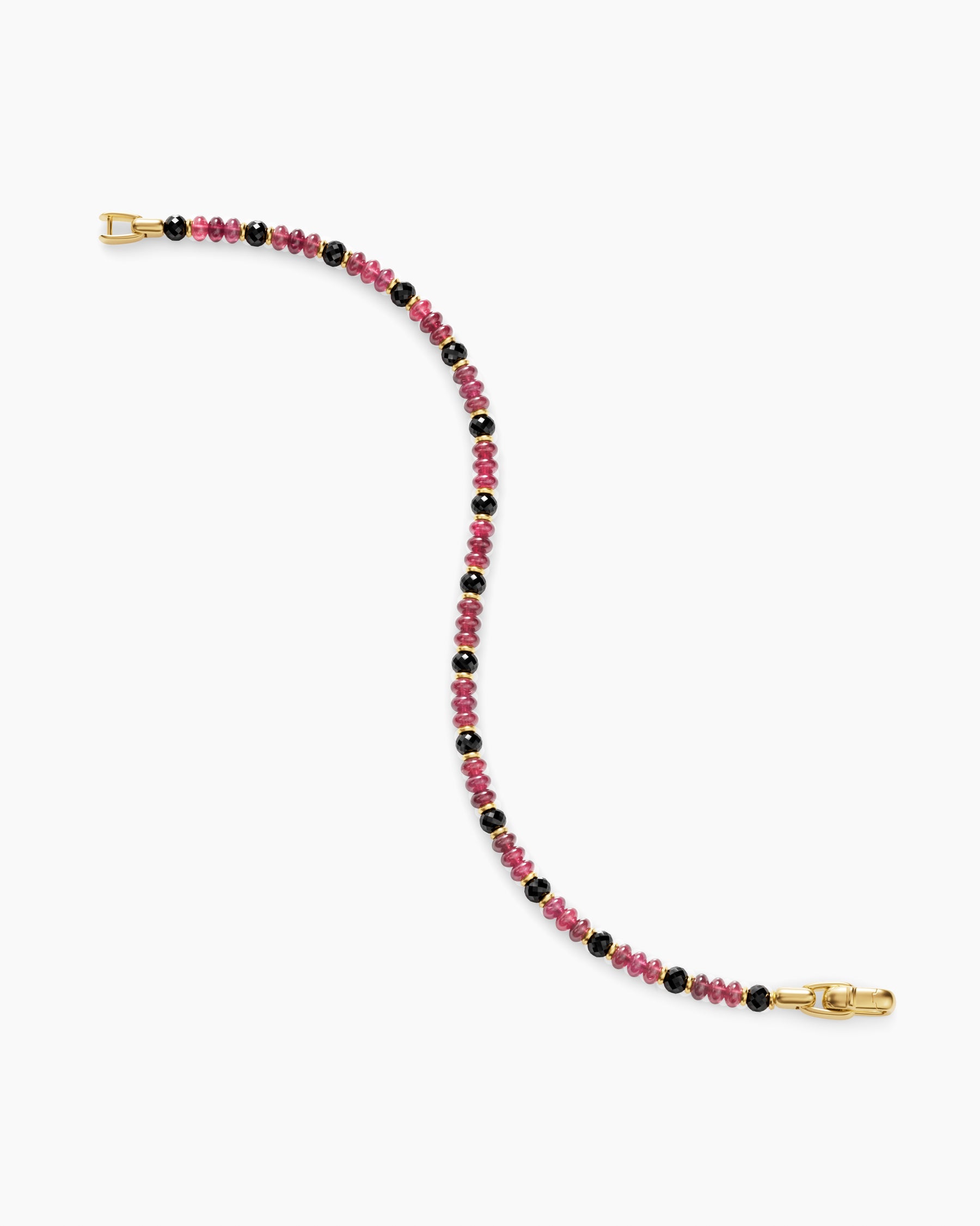 Spiritual Beads Bracelet in 18K Yellow Gold with Red Spinel and Black Diamonds, 4mm - Image 4