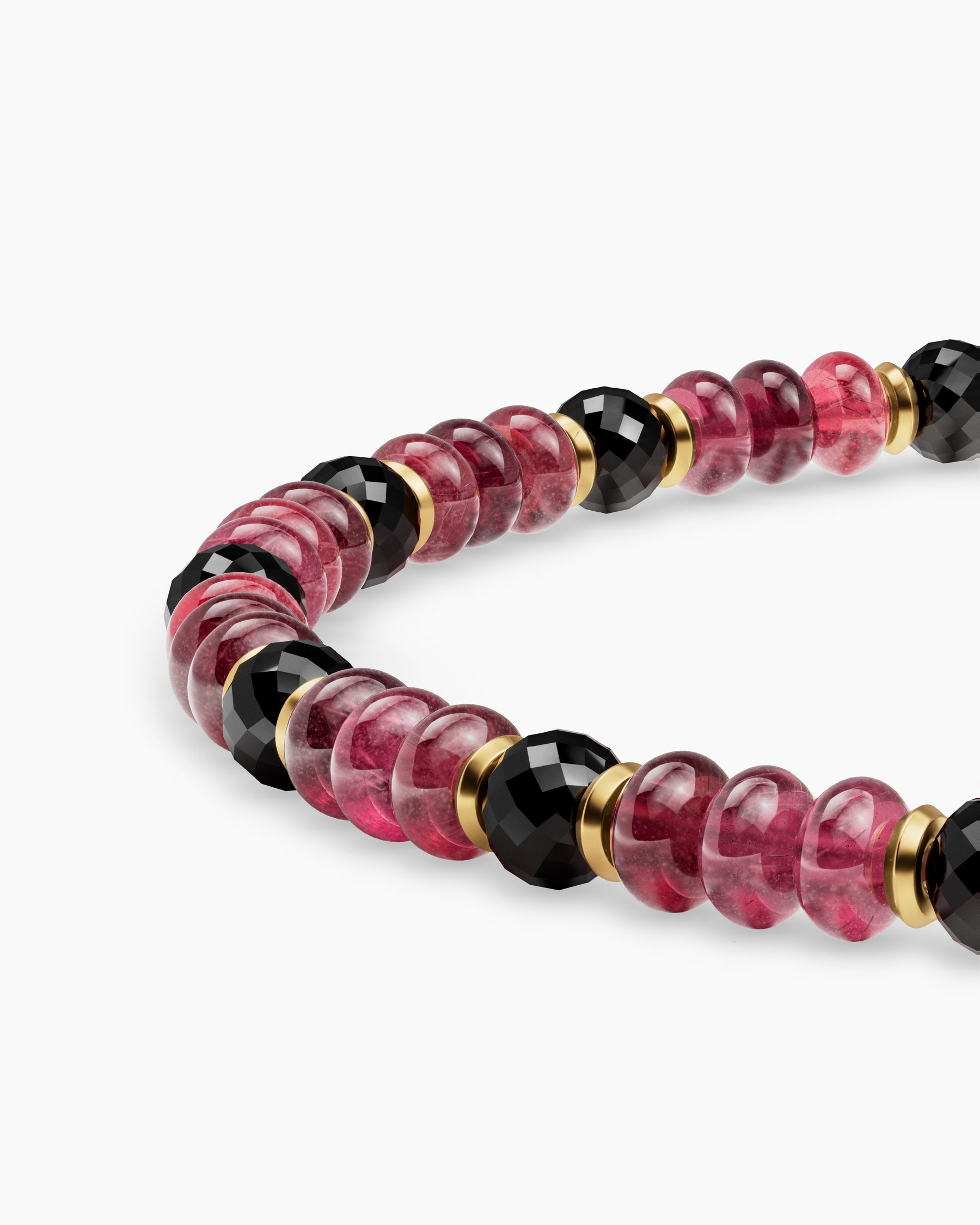 Spiritual Beads Bracelet in 18K Yellow Gold with Red Spinel and Black Diamonds, 4mm - Image 5