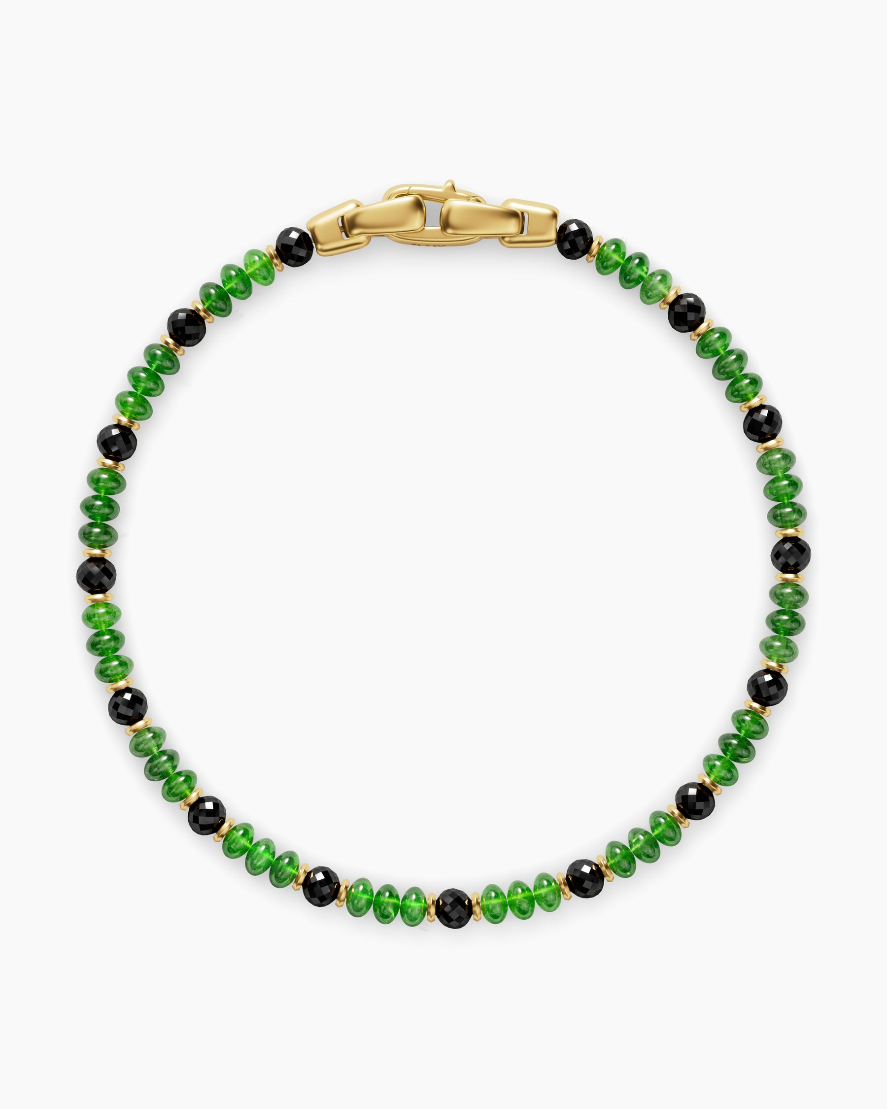 Spiritual Beads Bracelet in 18K Yellow Gold with Tsavorites and Black Diamonds, 4mm - Image 3