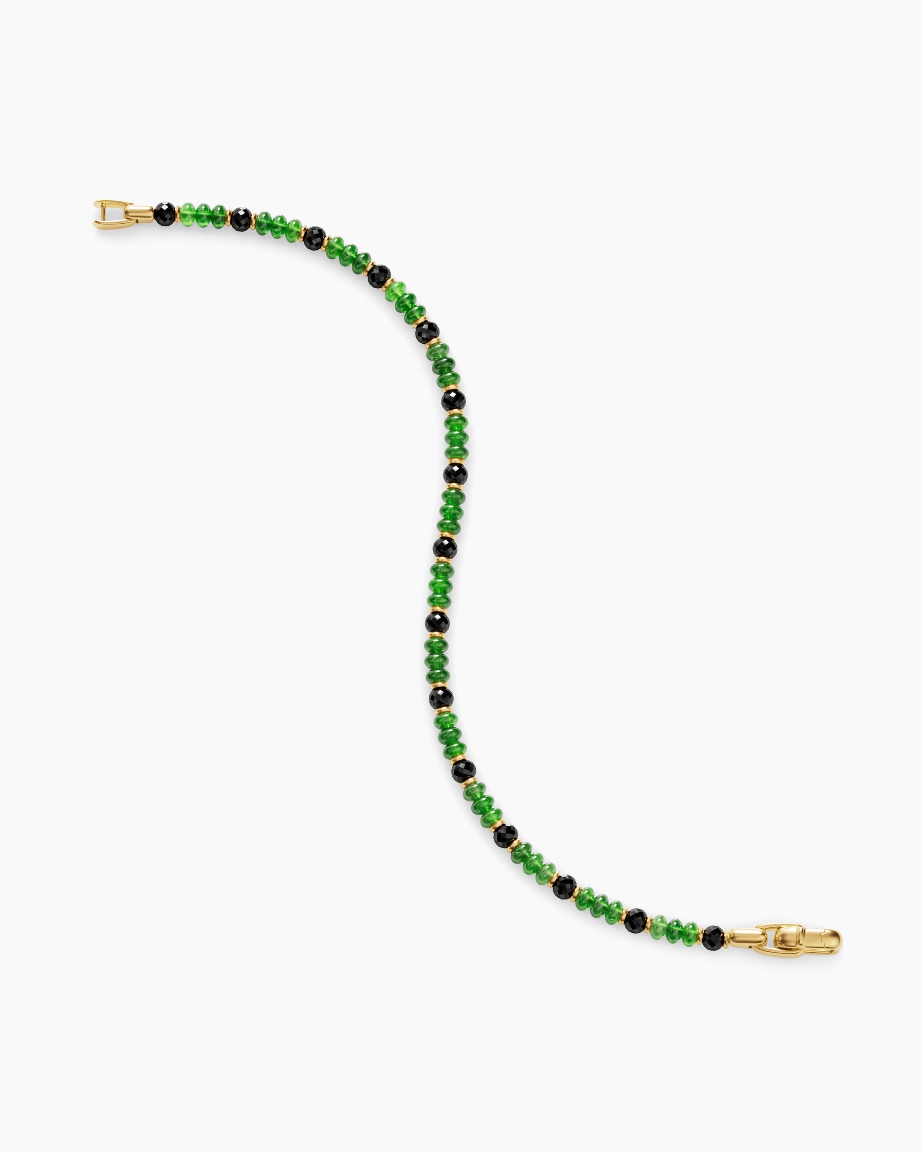Spiritual Beads Bracelet in 18K Yellow Gold with Tsavorites and Black Diamonds, 4mm - Image 4