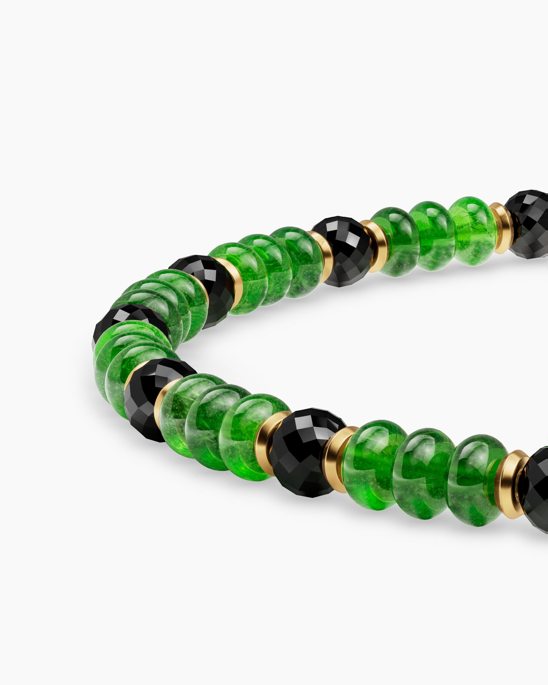 Spiritual Beads Bracelet in 18K Yellow Gold with Tsavorites and Black Diamonds, 4mm - Image 5
