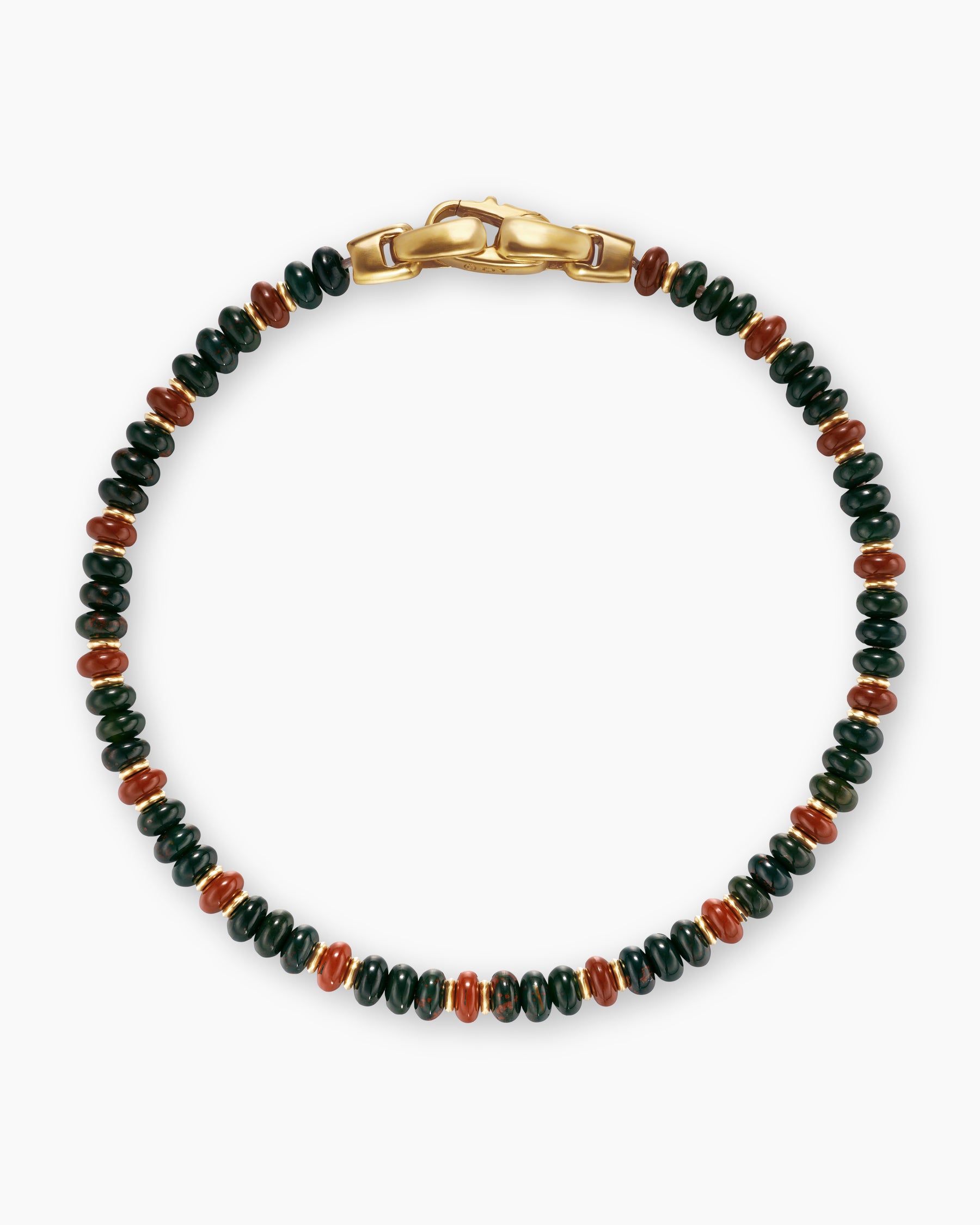 Spiritual Beads Bracelet in 18K Yellow Gold with Bloodstone and Red Jasper, 4mm - Image 3