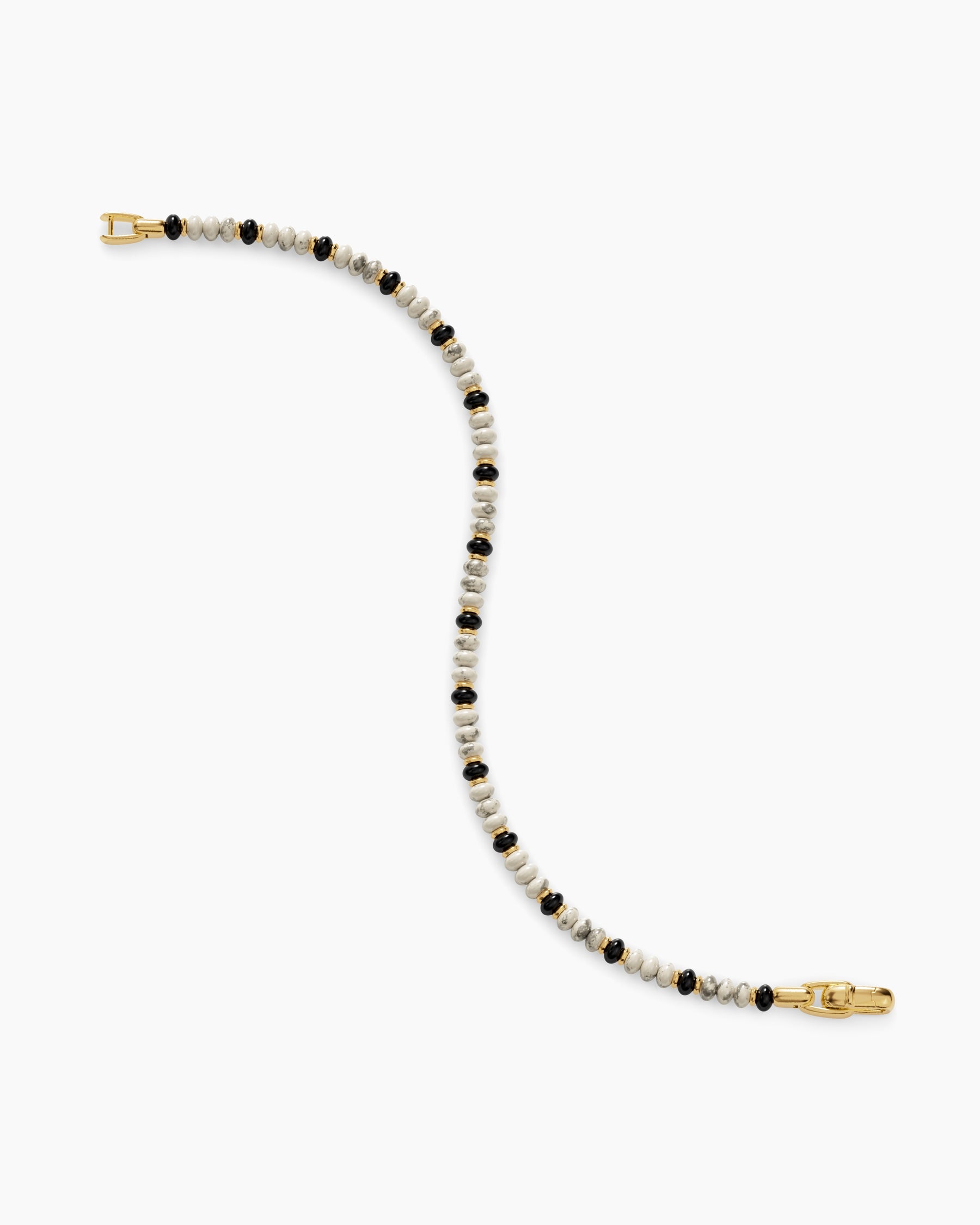 Spiritual Beads Bracelet in 18K Yellow Gold with Black Onyx and Howlite, 4mm - Image 4
