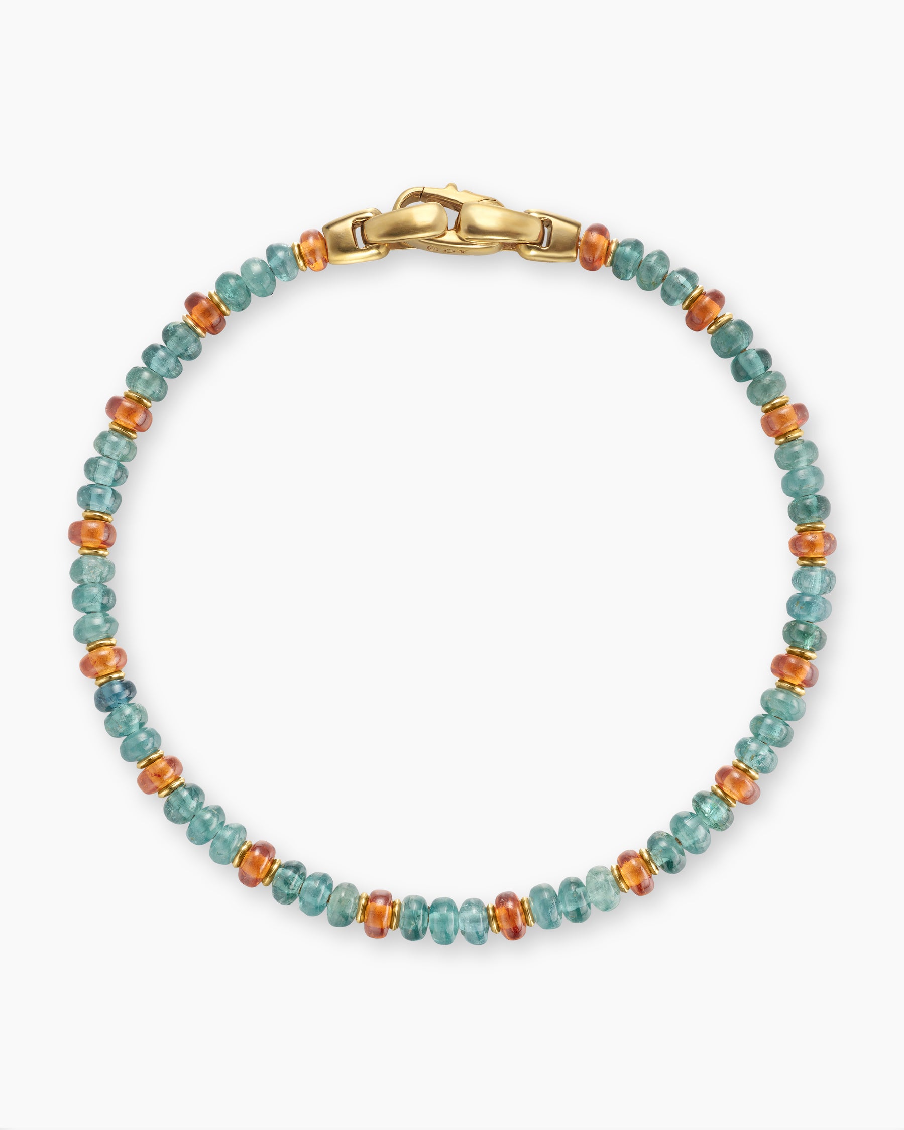 Spiritual Beads Bracelet in 18K Yellow Gold with Indicolite and Mandarin Garnet, 4mm - Image 3