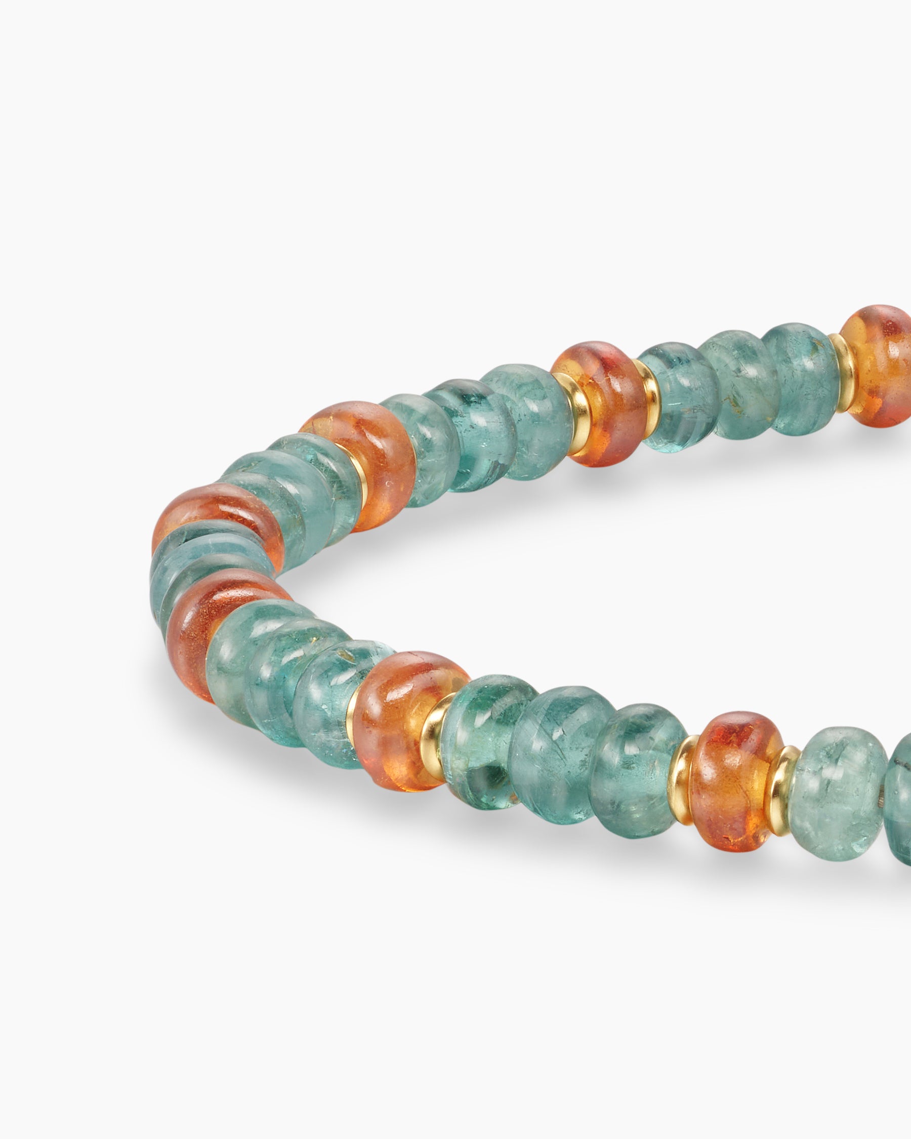 Spiritual Beads Bracelet in 18K Yellow Gold with Indicolite and Mandarin Garnet, 4mm - Image 7