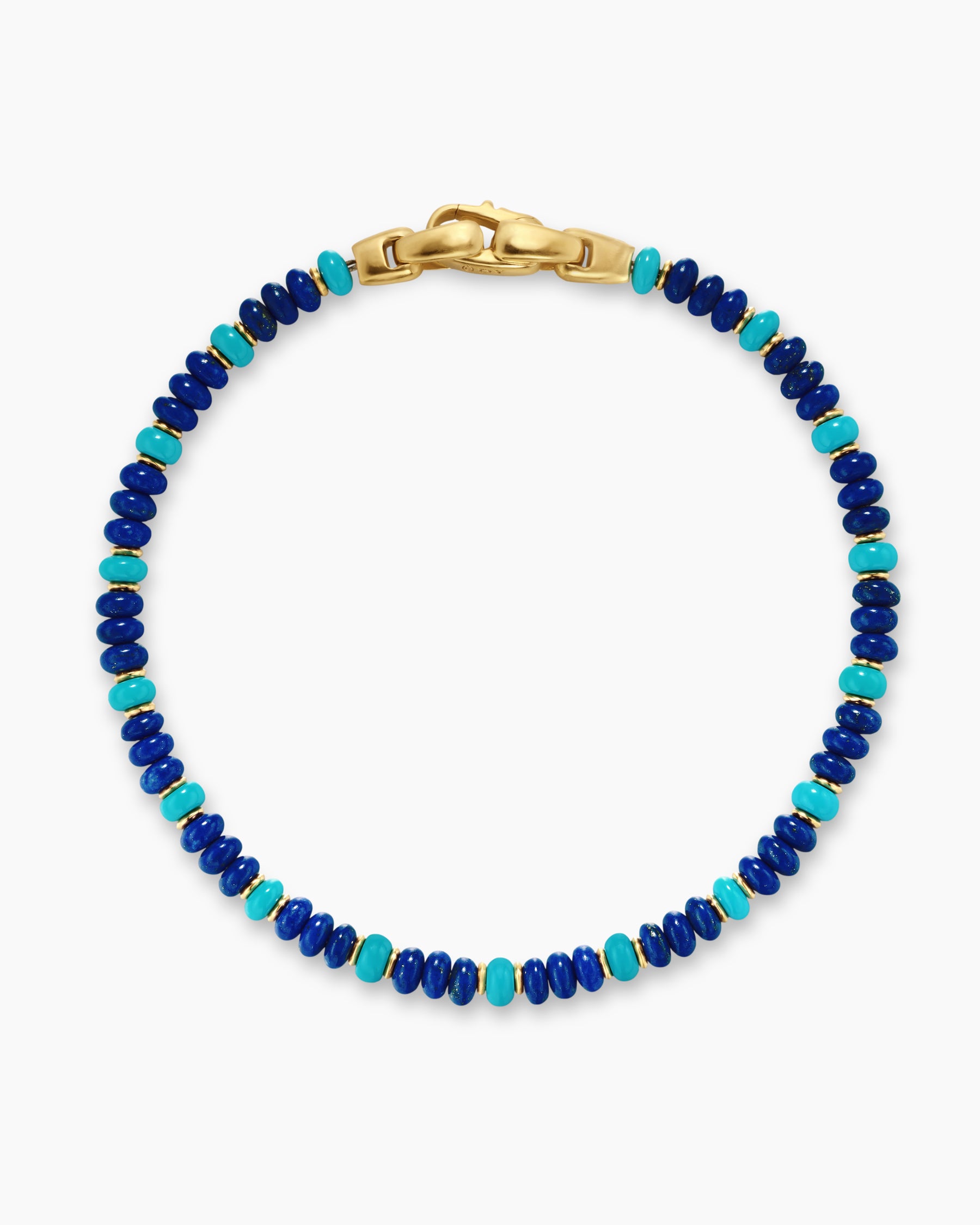 Spiritual Beads Bracelet in 18K Yellow Gold with Lapis and Turquoise, 4mm - Image 3