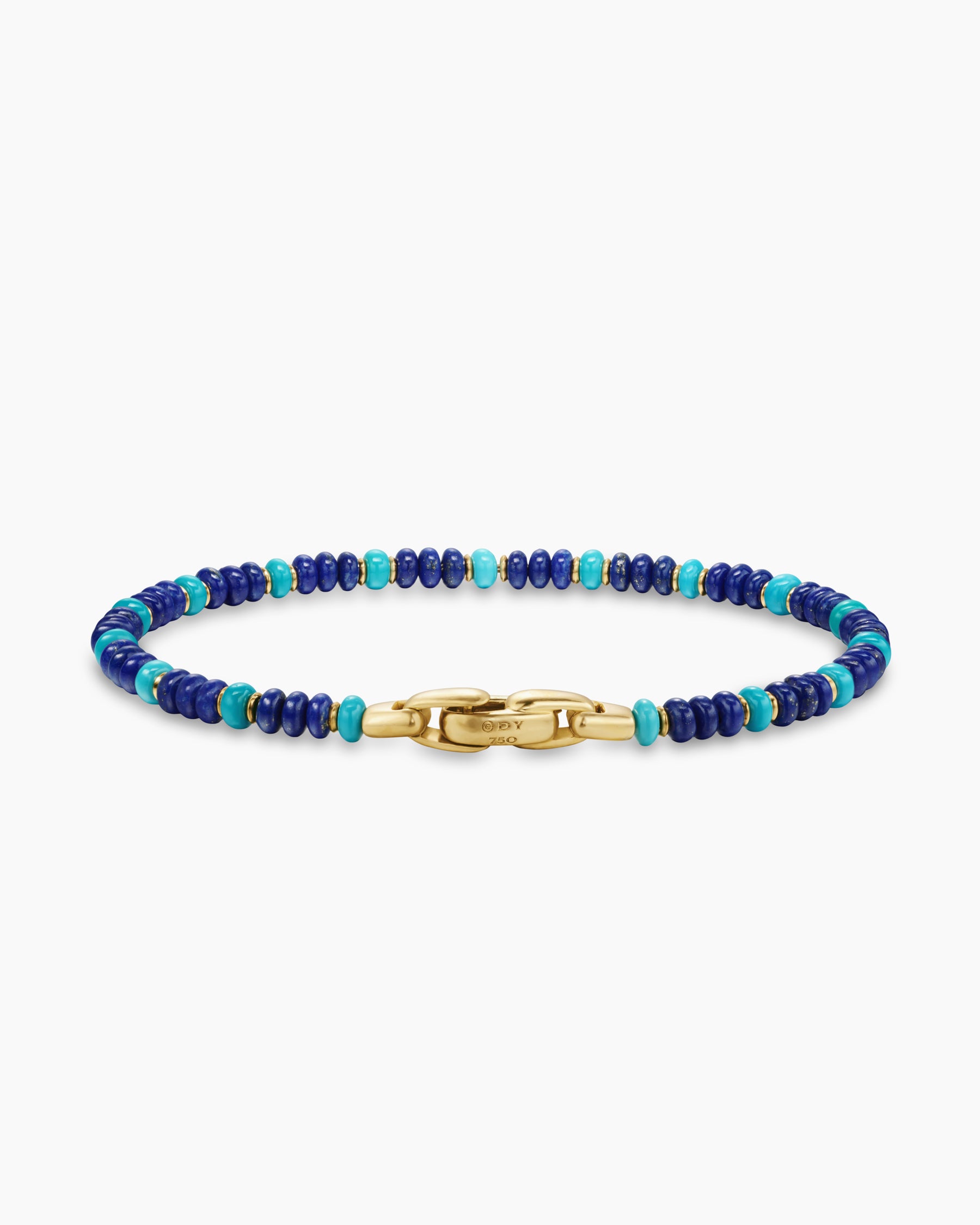 Spiritual Beads Bracelet in 18K Yellow Gold with Lapis and Turquoise, 4mm - Image 5