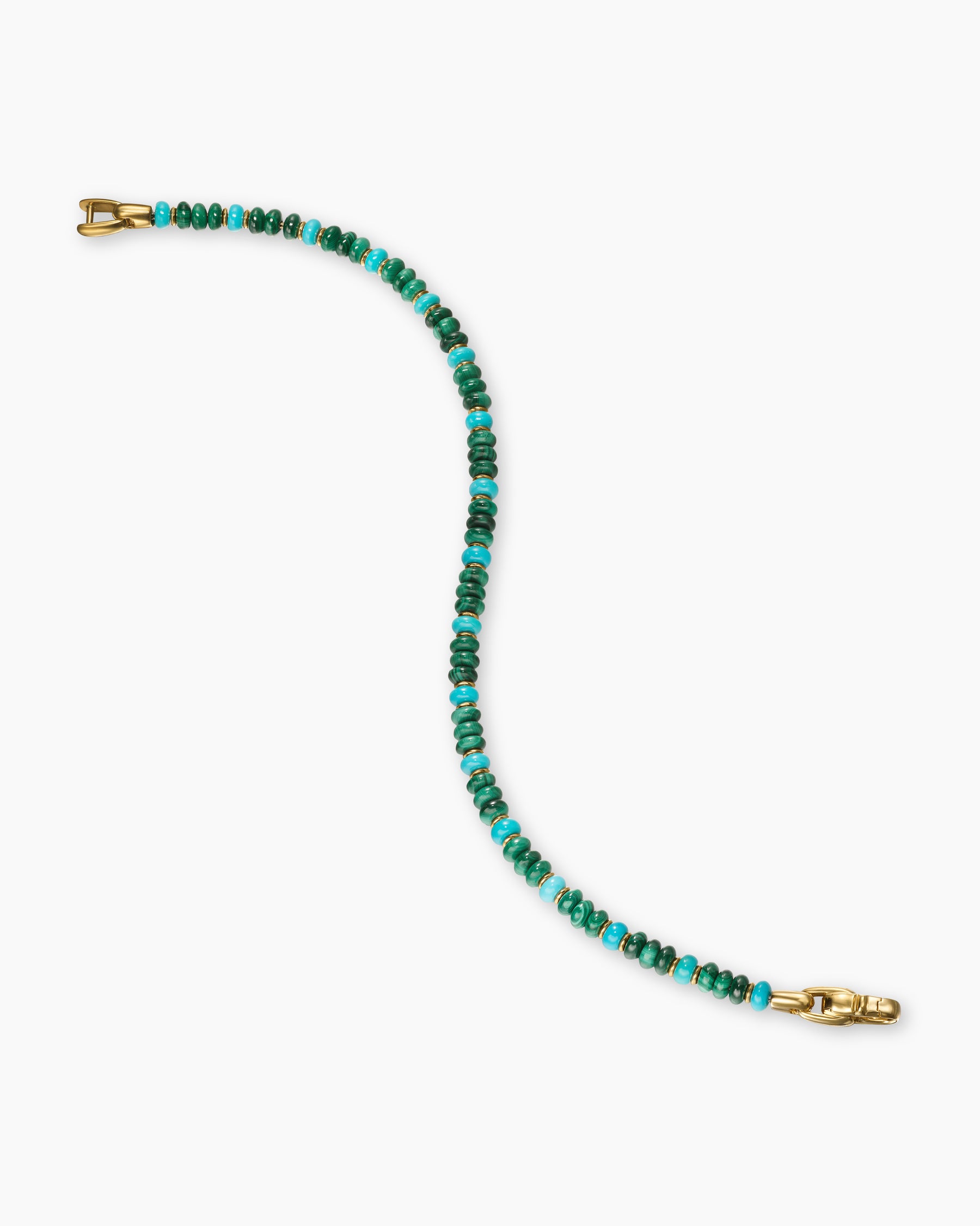 Spiritual Beads Bracelet in 18K Yellow Gold with Malachite and Turquoise, 4mm - Image 4