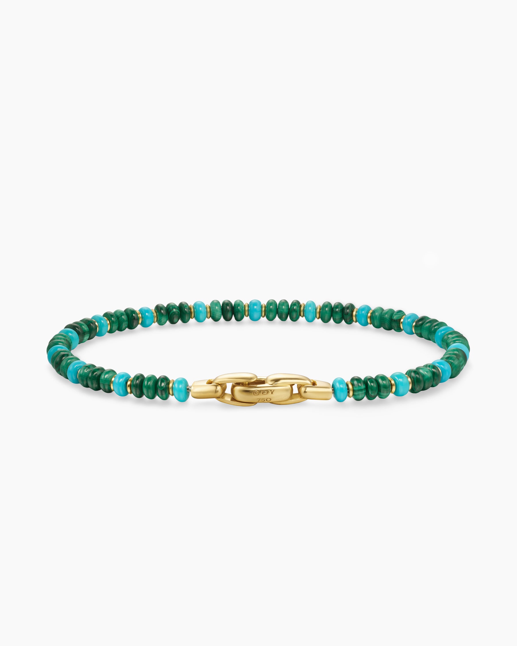 Spiritual Beads Bracelet in 18K Yellow Gold with Malachite and Turquoise, 4mm - Image 5
