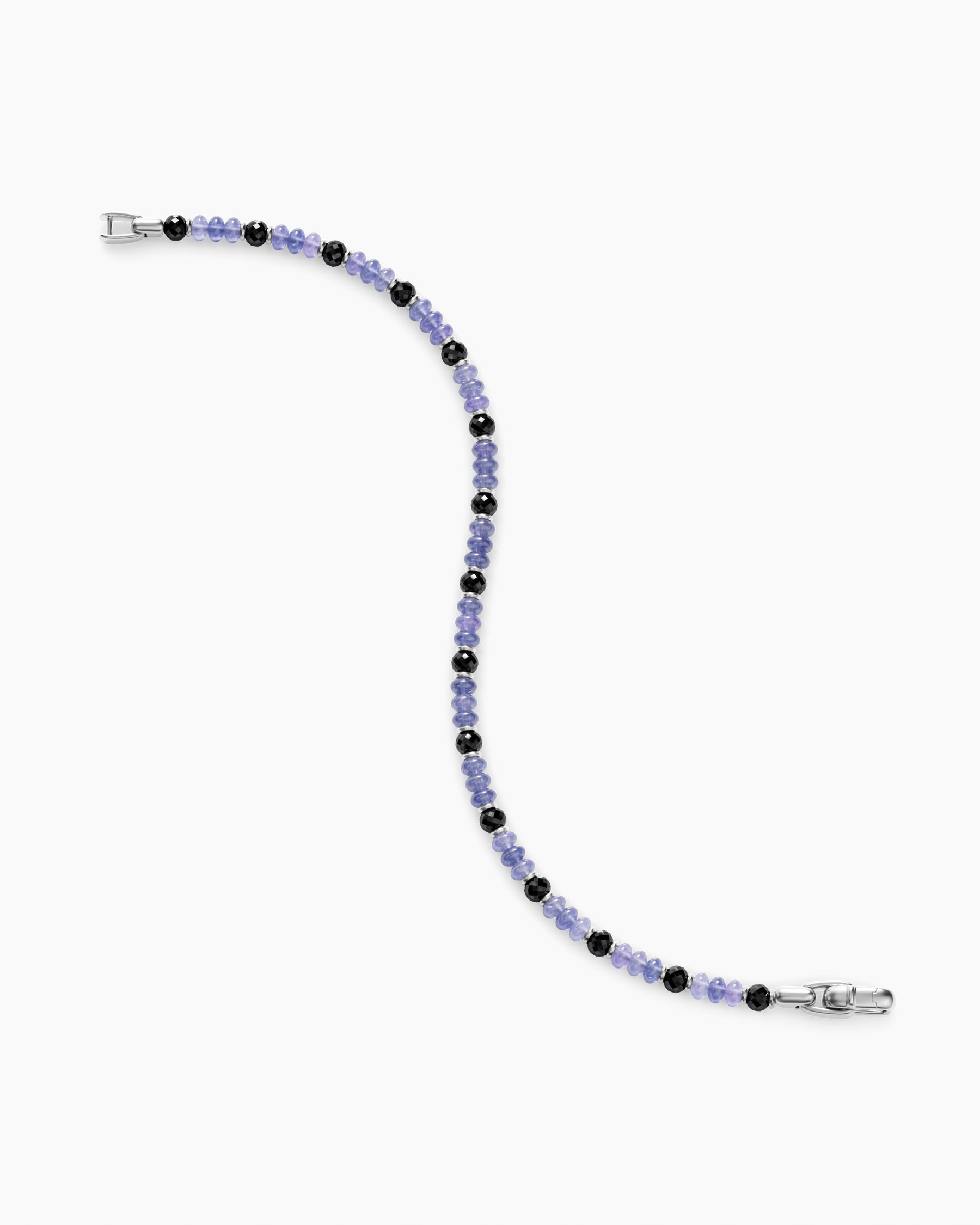 Spiritual Beads Bracelet in 18K White Gold with Tanzanites and Black Diamonds, 4mm - Image 4