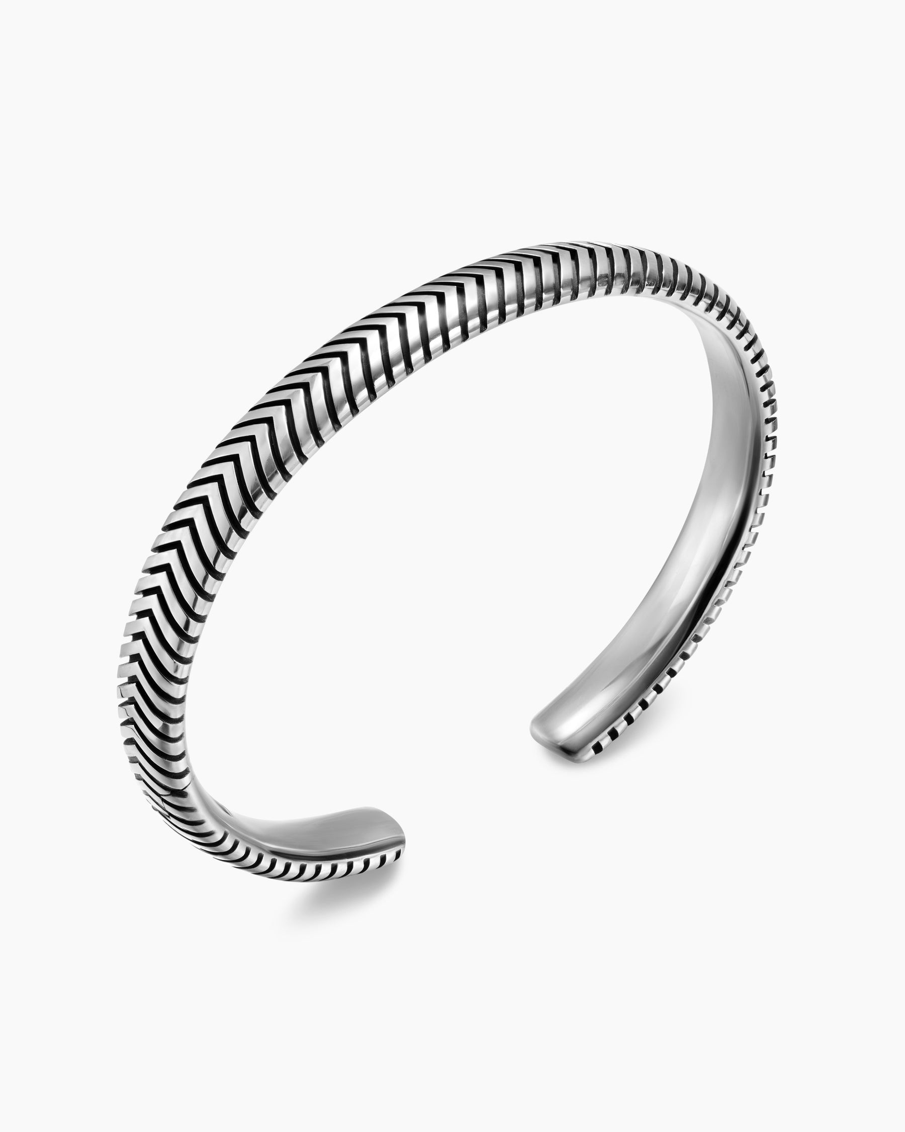 Chevron Cuff Bracelet in Sterling Silver, 8mm - Image 3
