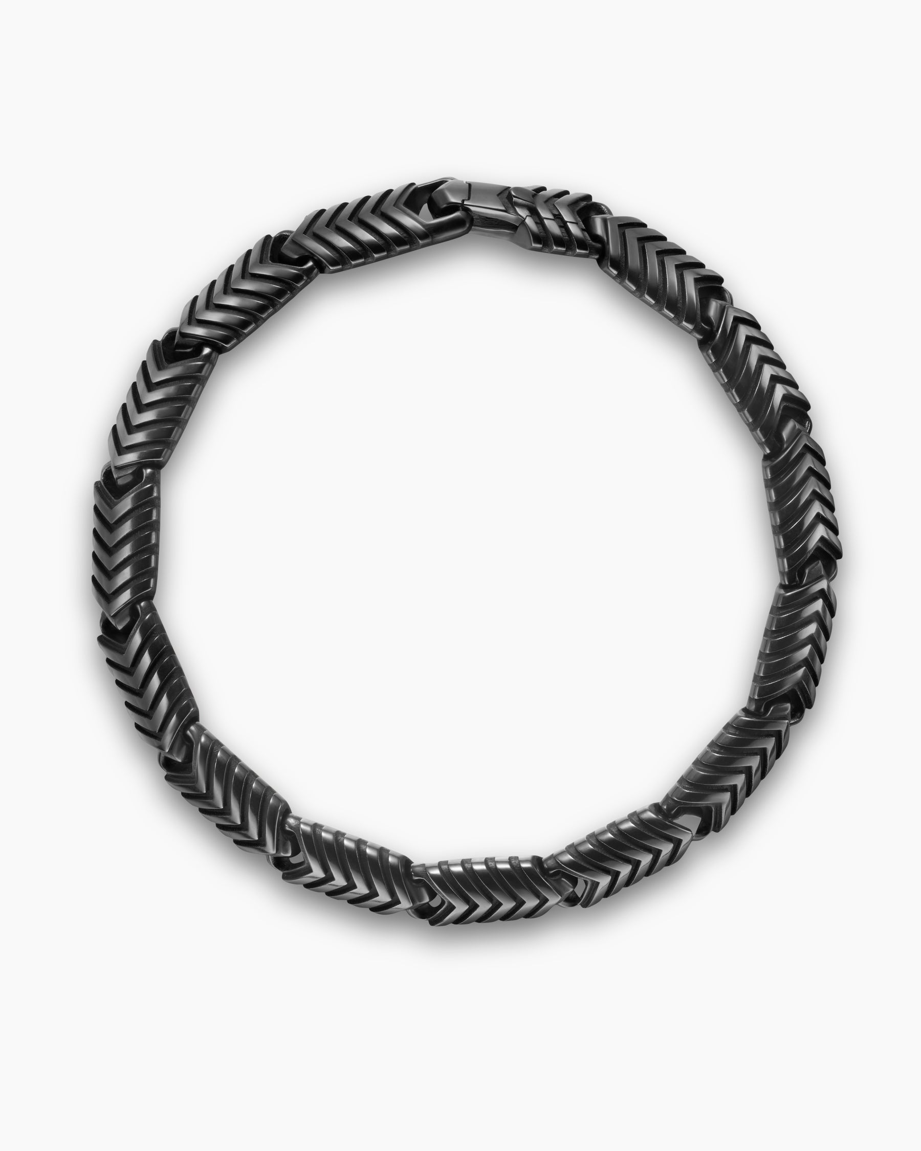 Chevron Link Bracelet in Black Titanium, 7.6mm - Image 3