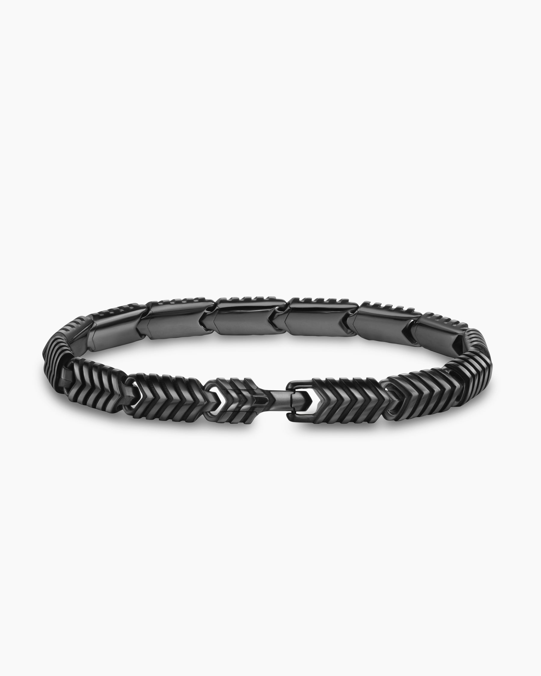 Chevron Link Bracelet in Black Titanium, 7.6mm - Image 5