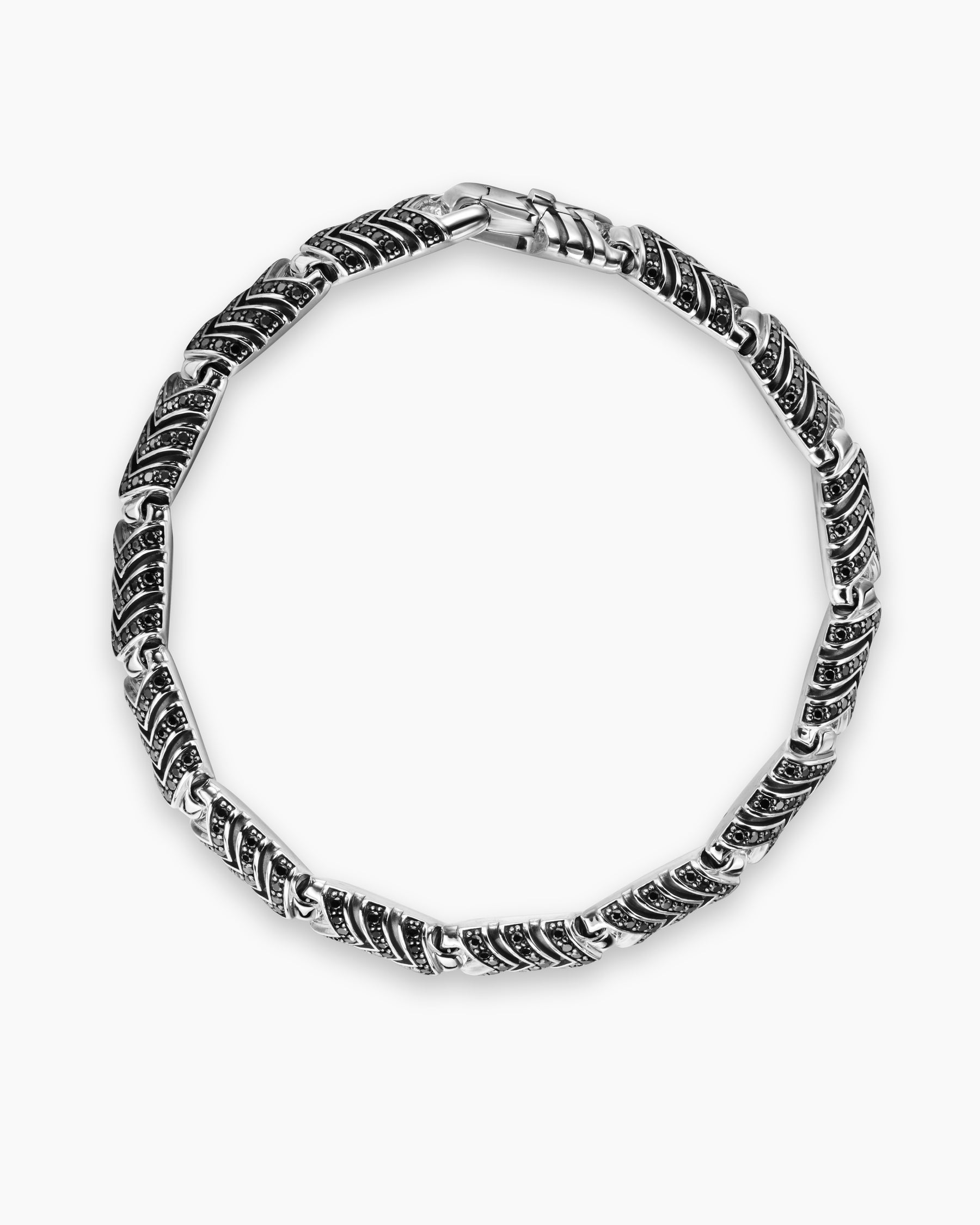 Chevron Link Bracelet in Sterling Silver with Black Diamonds, 7.6mm - Image 3