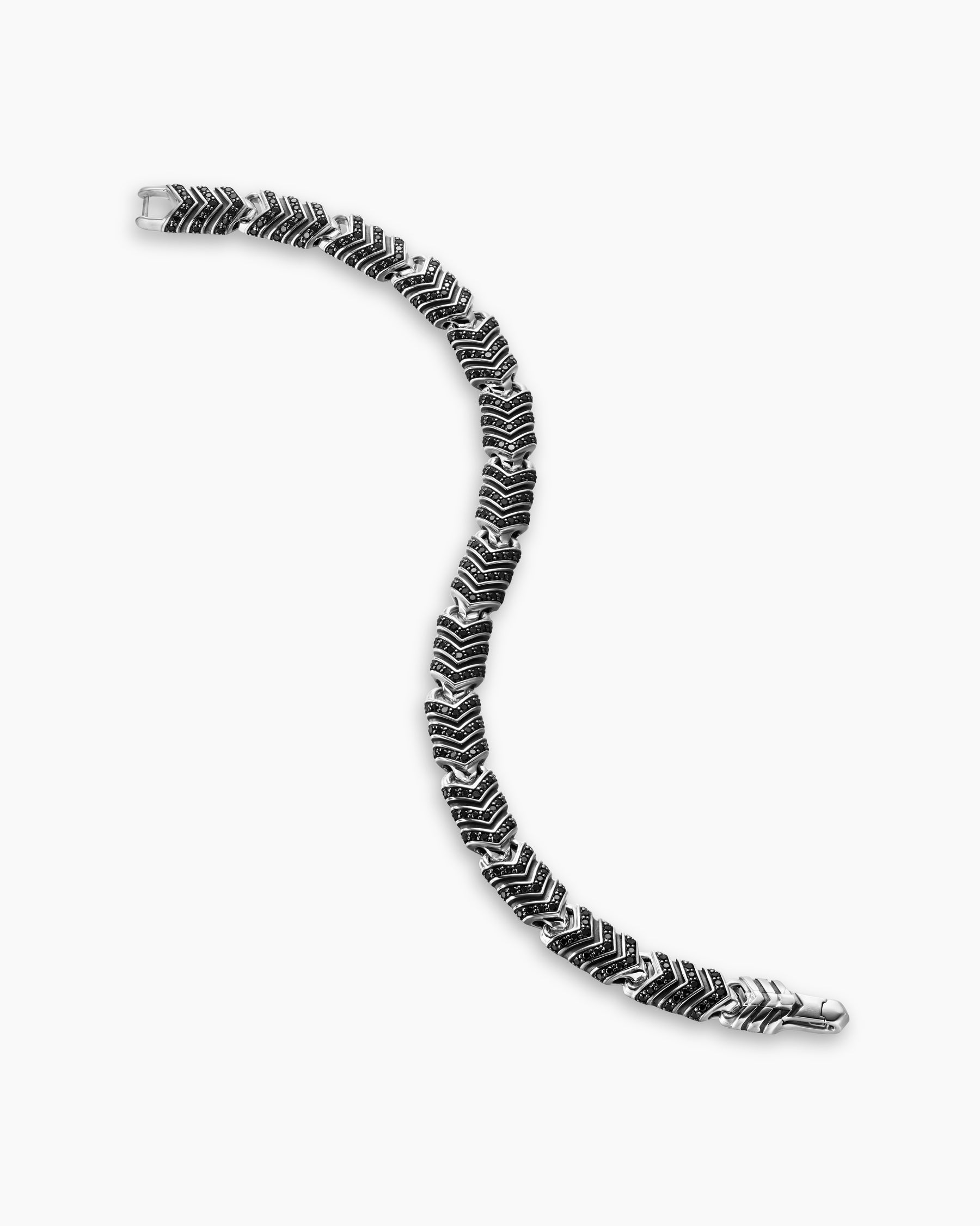 Chevron Link Bracelet in Sterling Silver with Black Diamonds, 7.6mm - Image 4