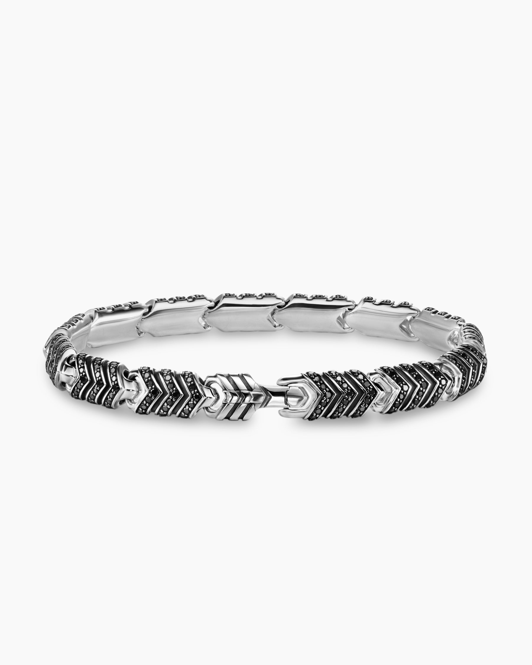 Chevron Link Bracelet in Sterling Silver with Black Diamonds, 7.6mm - Image 5