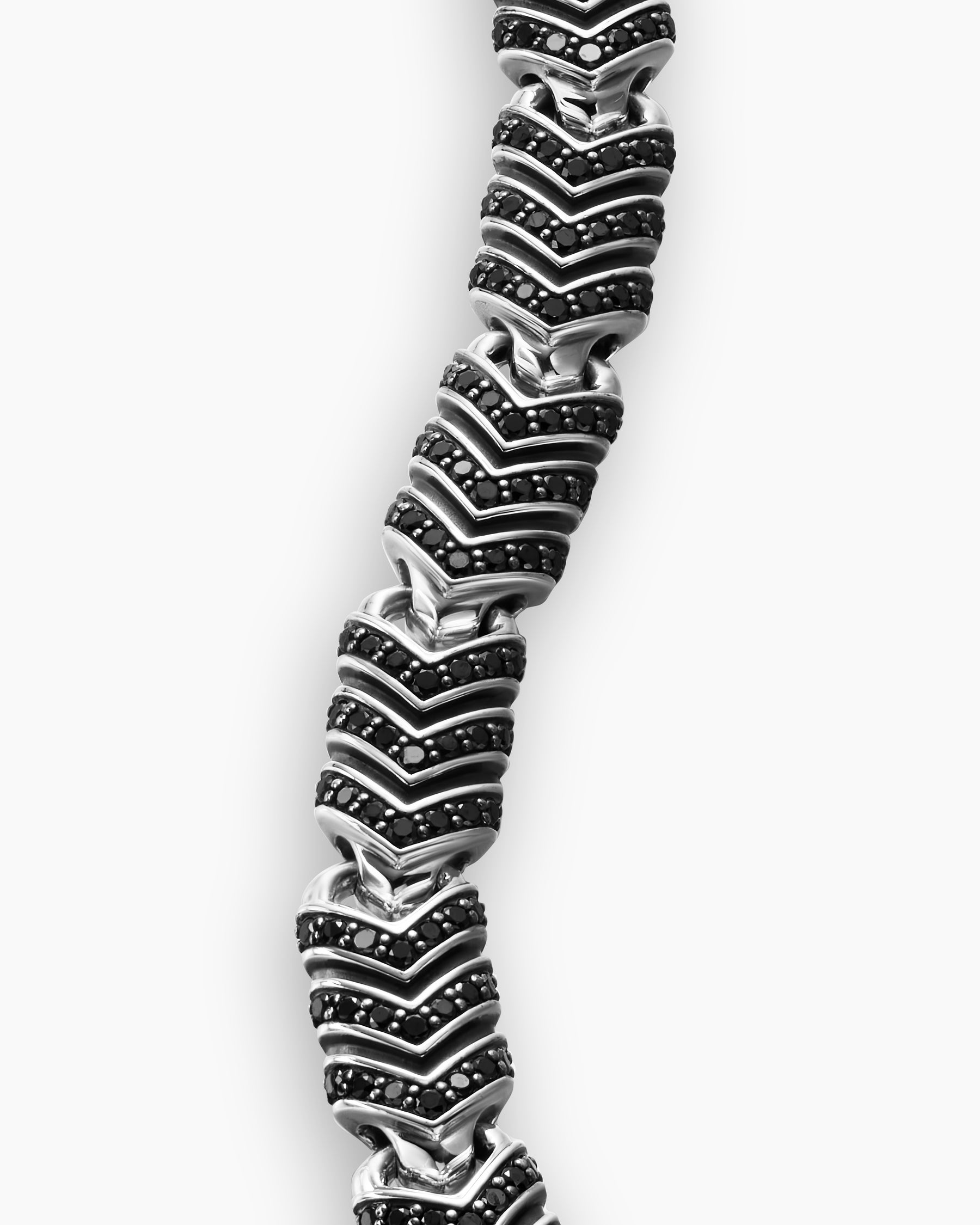Chevron Link Bracelet in Sterling Silver with Black Diamonds, 7.6mm - Image 6