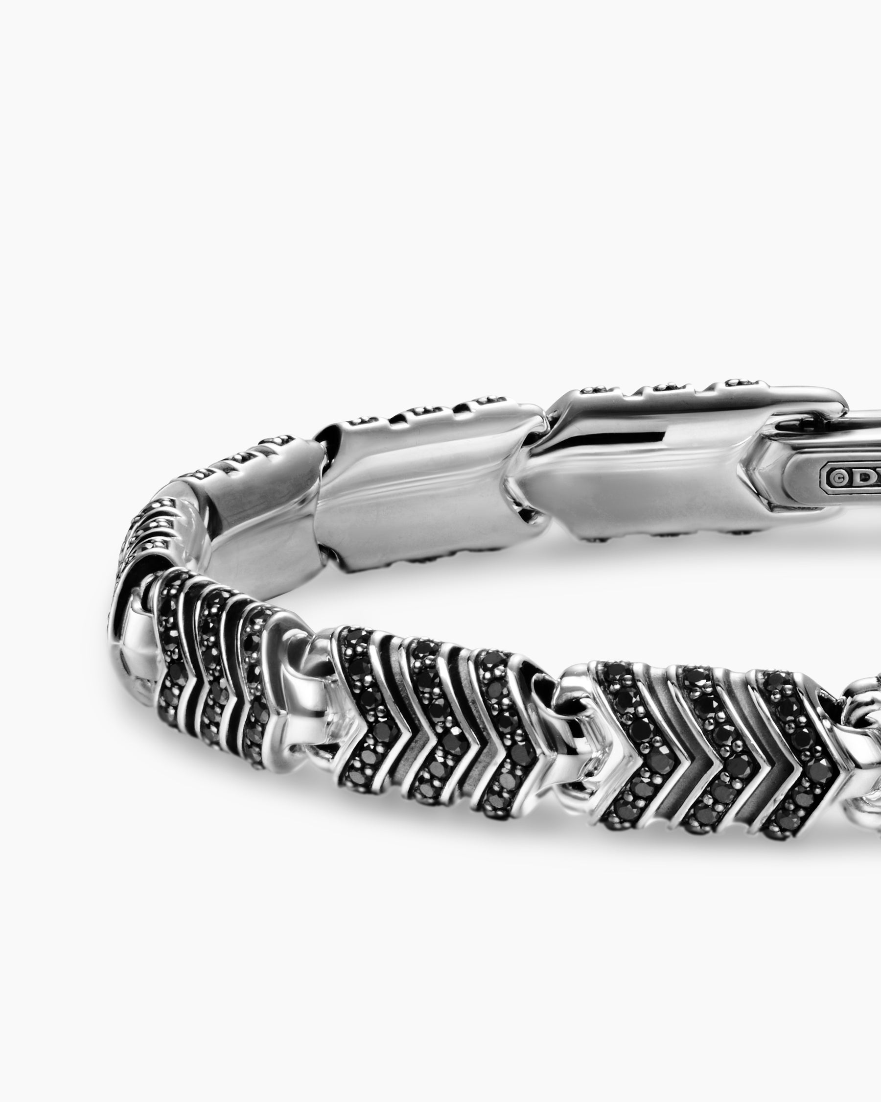 Chevron Link Bracelet in Sterling Silver with Black Diamonds, 7.6mm - Image 7
