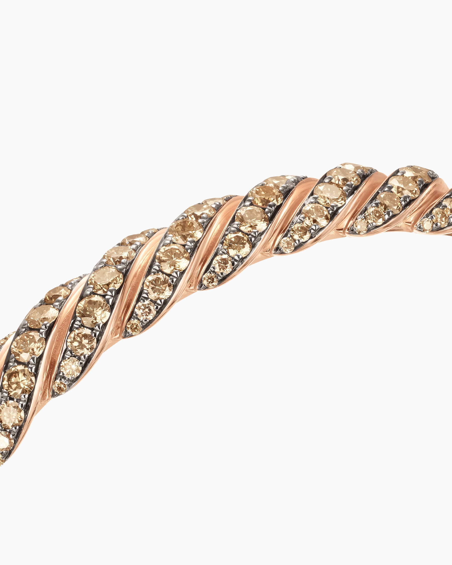 Sculpted Cable Pavé Flex Bracelet in 18K Rose Gold with Cognac Diamonds, 7.5mm - Image 5