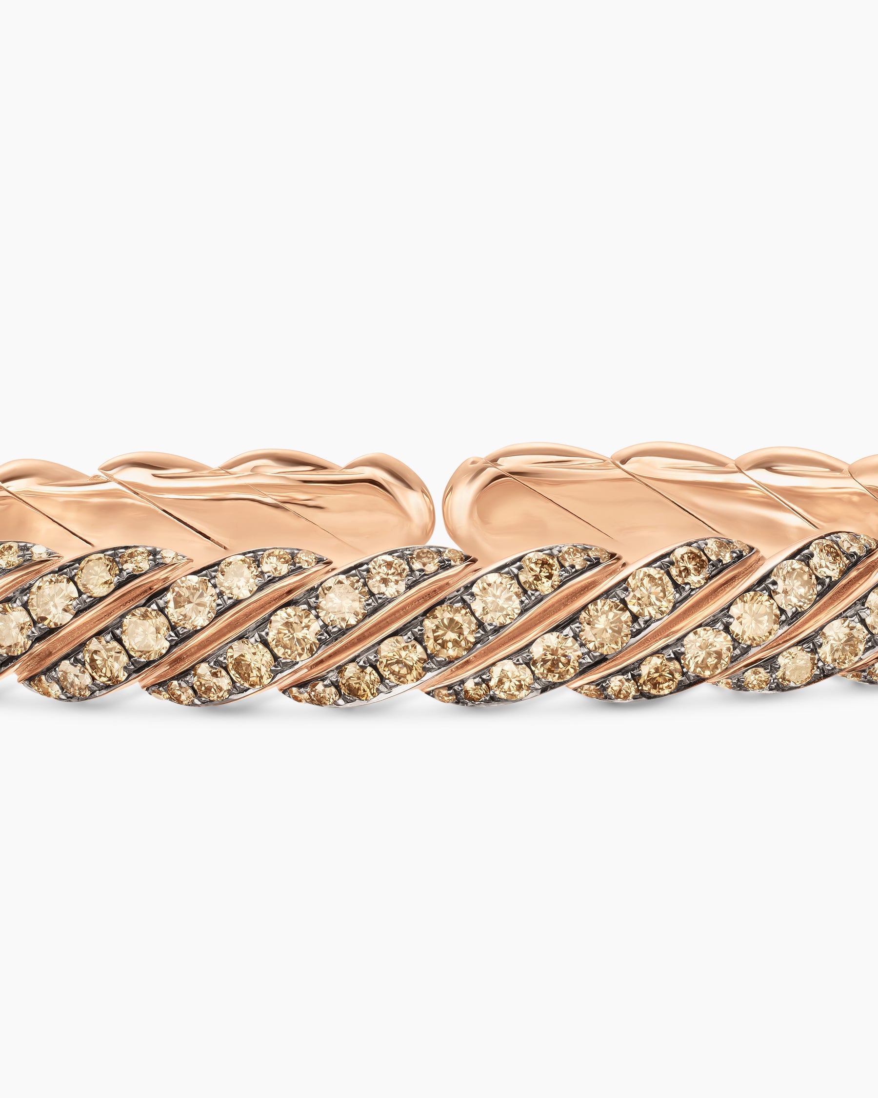Sculpted Cable Pavé Flex Bracelet in 18K Rose Gold with Cognac Diamonds, 7.5mm - Image 6