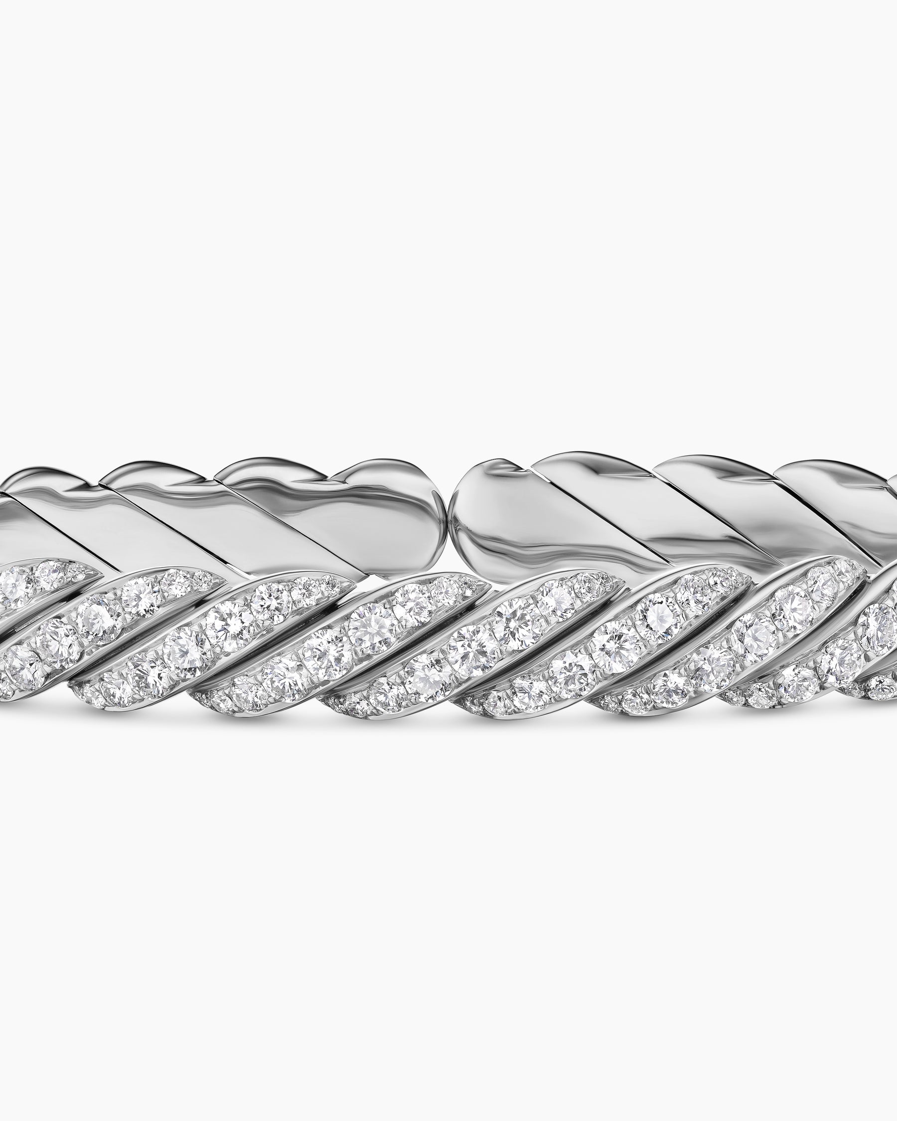 Sculpted Cable Pavé Flex Bracelet in 18K White Gold with Diamonds, 7.5mm - Image 6