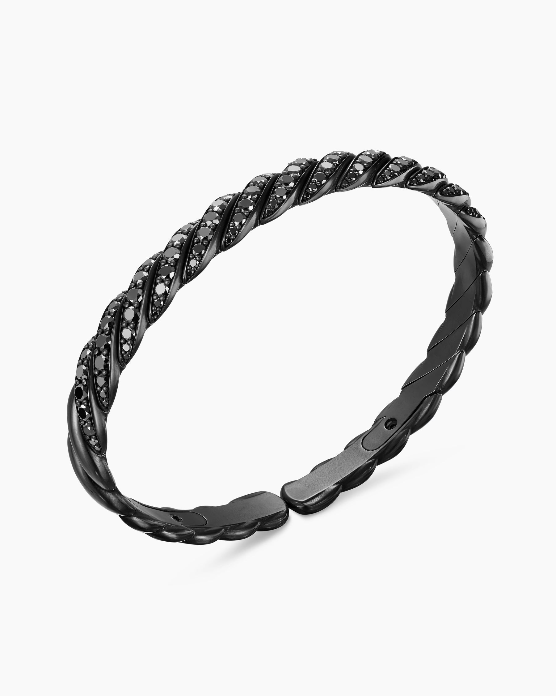 Sculpted Cable Pavé Flex Bracelet in Black Titanium with Black Diamonds, 7.5mm - Image 3