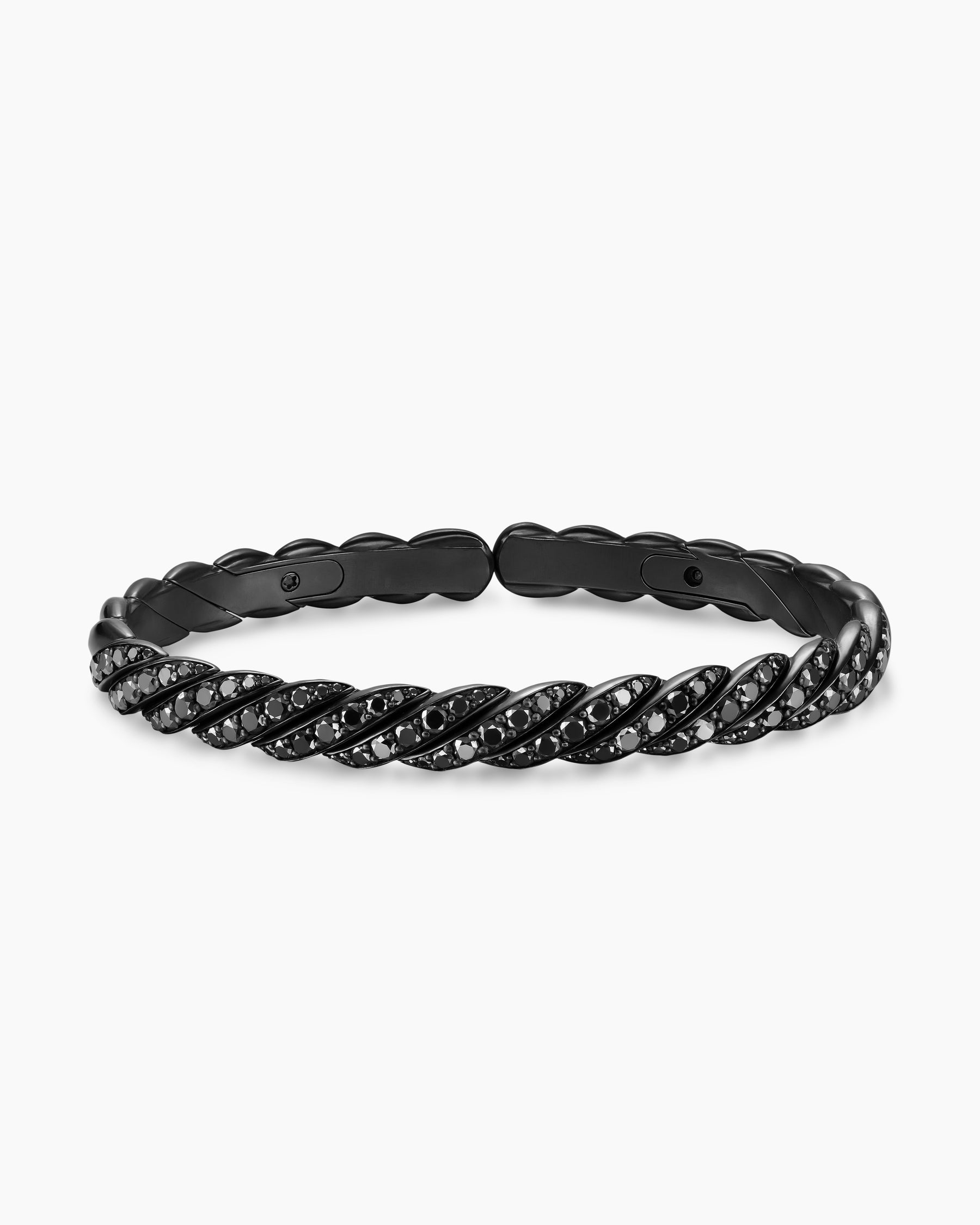 Sculpted Cable Pavé Flex Bracelet in Black Titanium with Black Diamonds, 7.5mm - Image 4