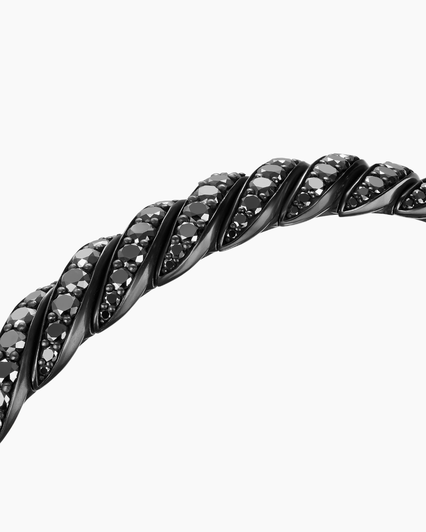 Sculpted Cable Pavé Flex Bracelet in Black Titanium with Black Diamonds, 7.5mm - Image 5