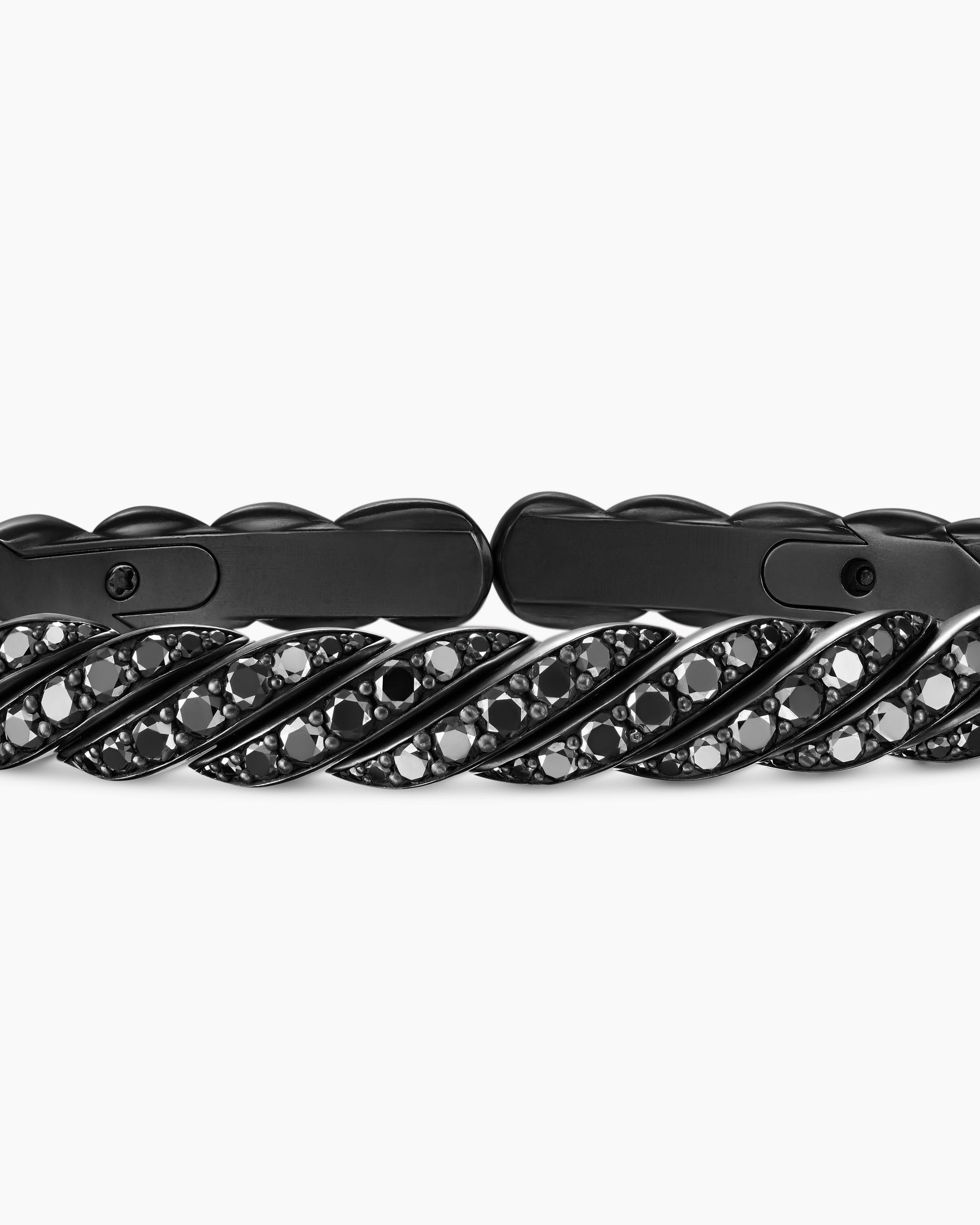 Sculpted Cable Pavé Flex Bracelet in Black Titanium with Black Diamonds, 7.5mm - Image 6