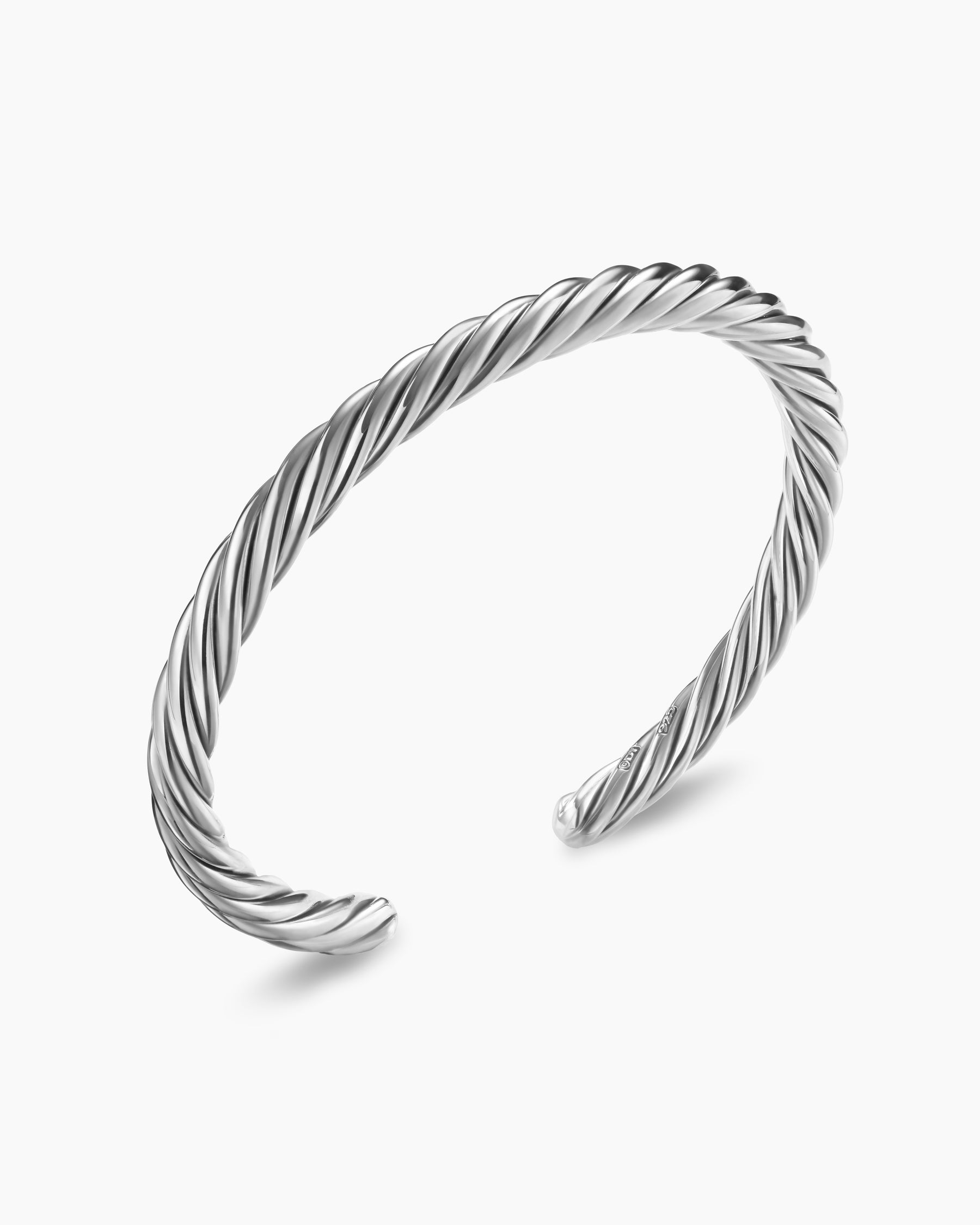 Cable Cuff Bracelet in Sterling Silver, 6mm - Image 3