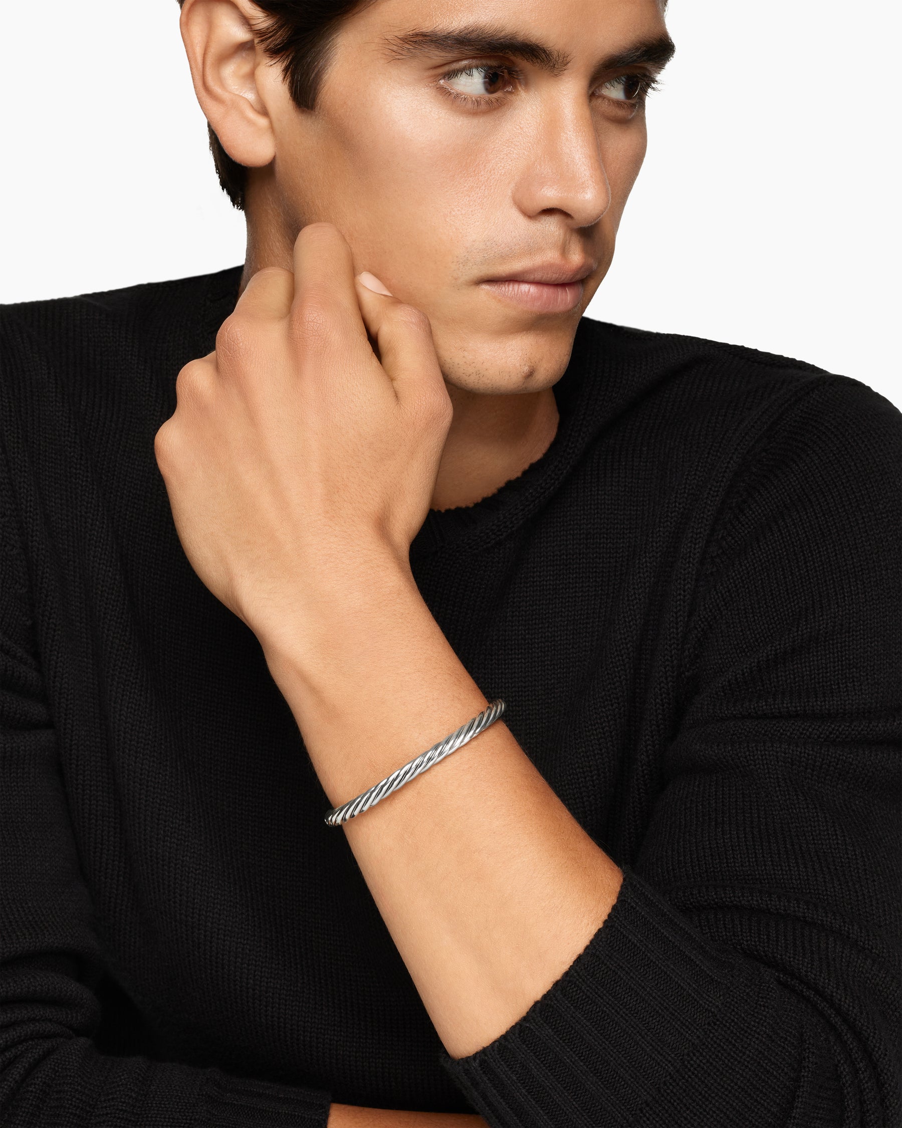 Alternative view of Cable Cuff Bracelet in Sterling Silver, 6mm