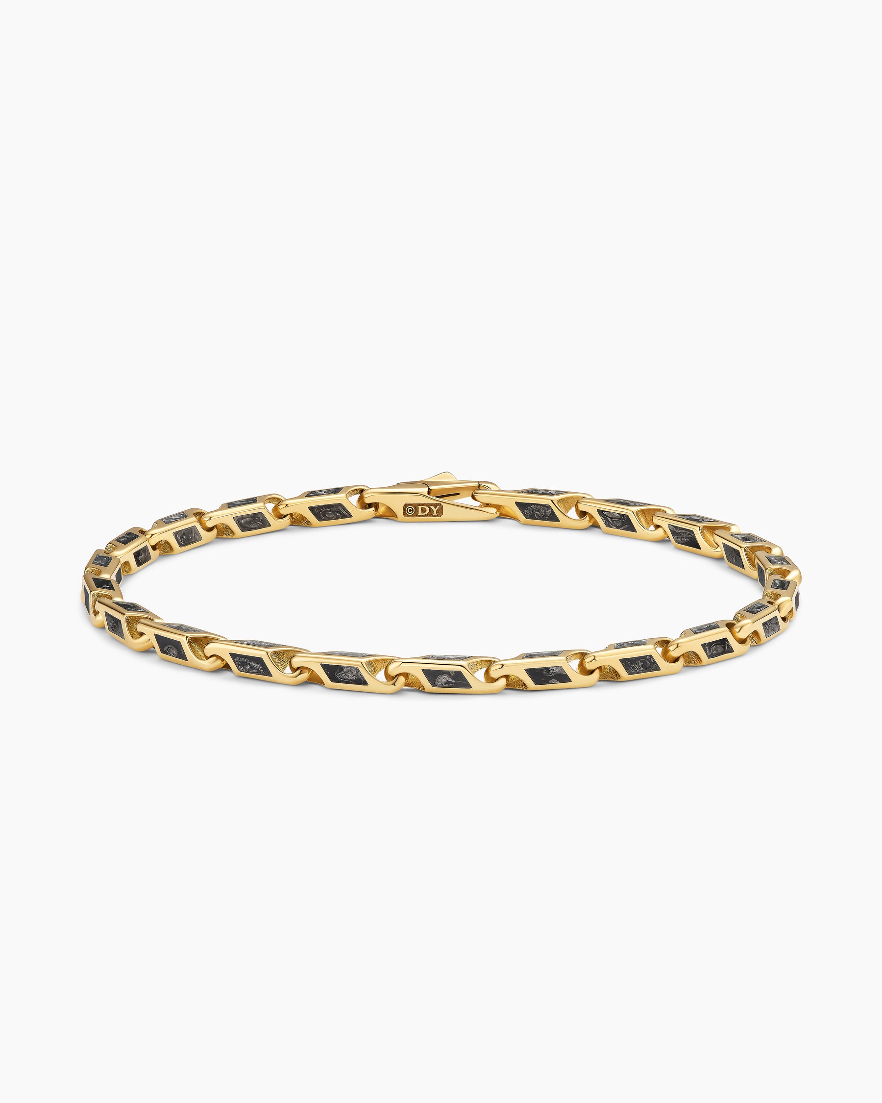 Streamline Faceted Chain Bracelet in 18K Yellow Gold with Forged Carbon, 4.3mm