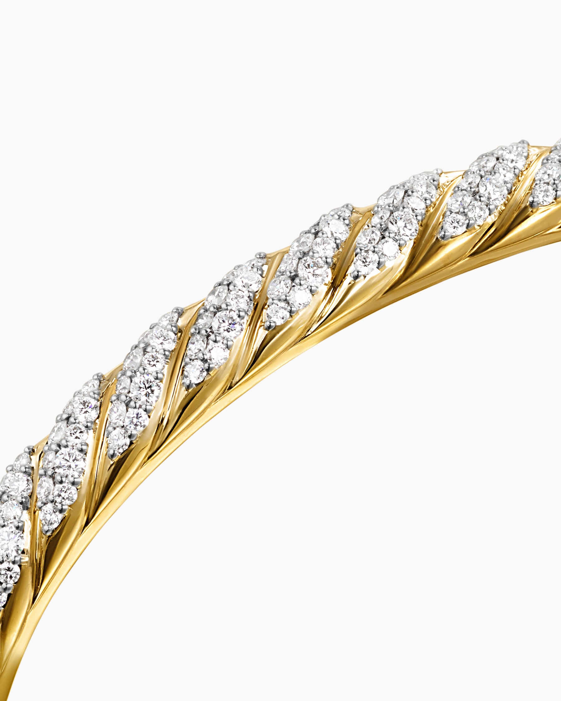 Sculpted Cable Cuff Bracelet in 18K Yellow Gold with Diamonds, 5.5mm - Image 5