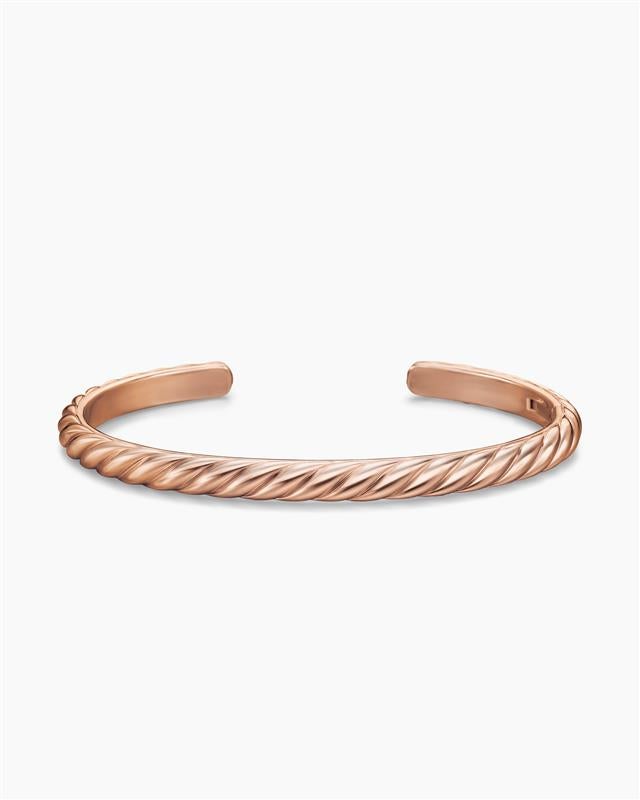 Sculpted Cable Cuff Bracelet in 18K Rose Gold, 5.5mm - Image 4
