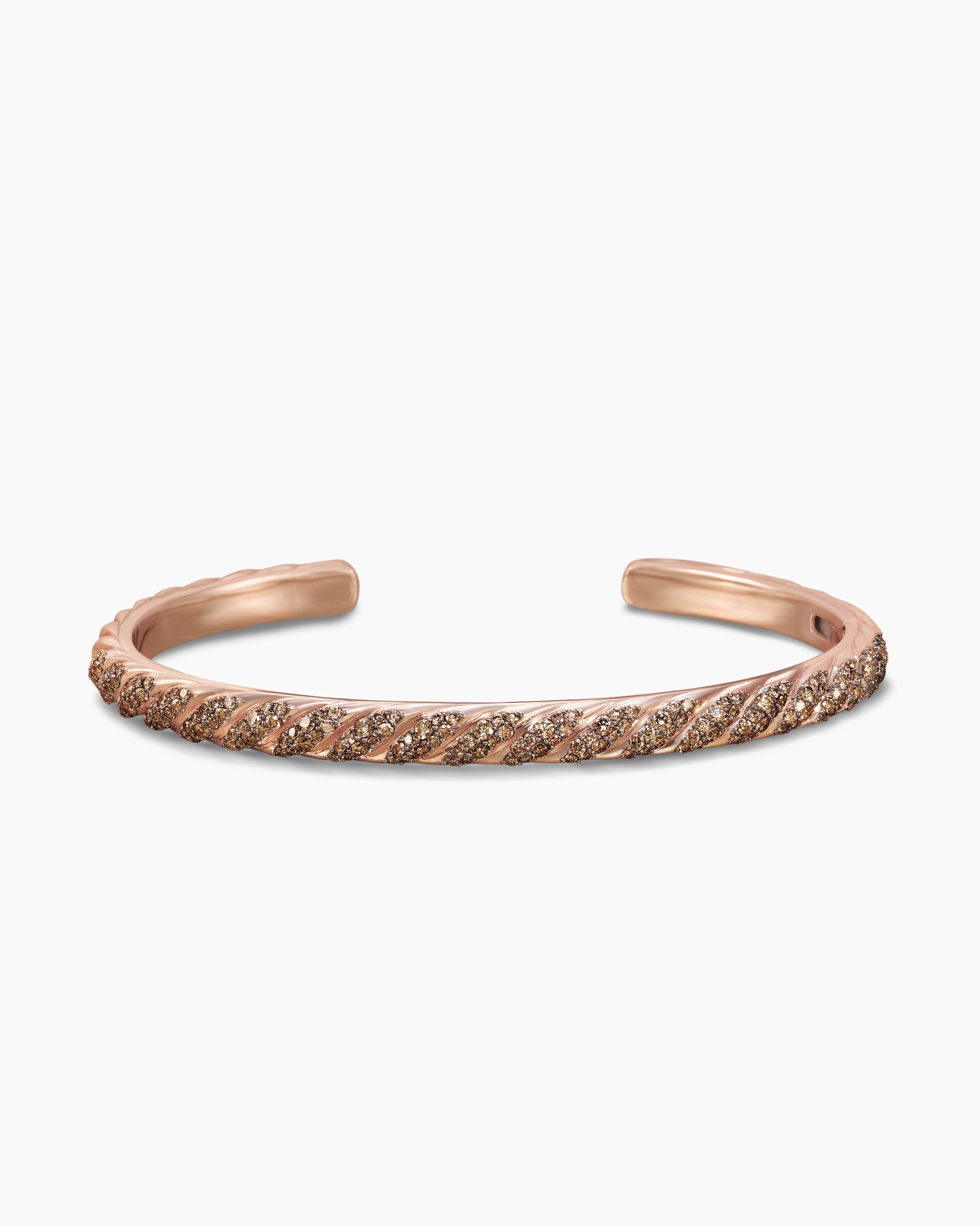 Sculpted Cable Cuff Bracelet in 18K Rose Gold with Cognac Diamonds, 5.5mm - Image 4
